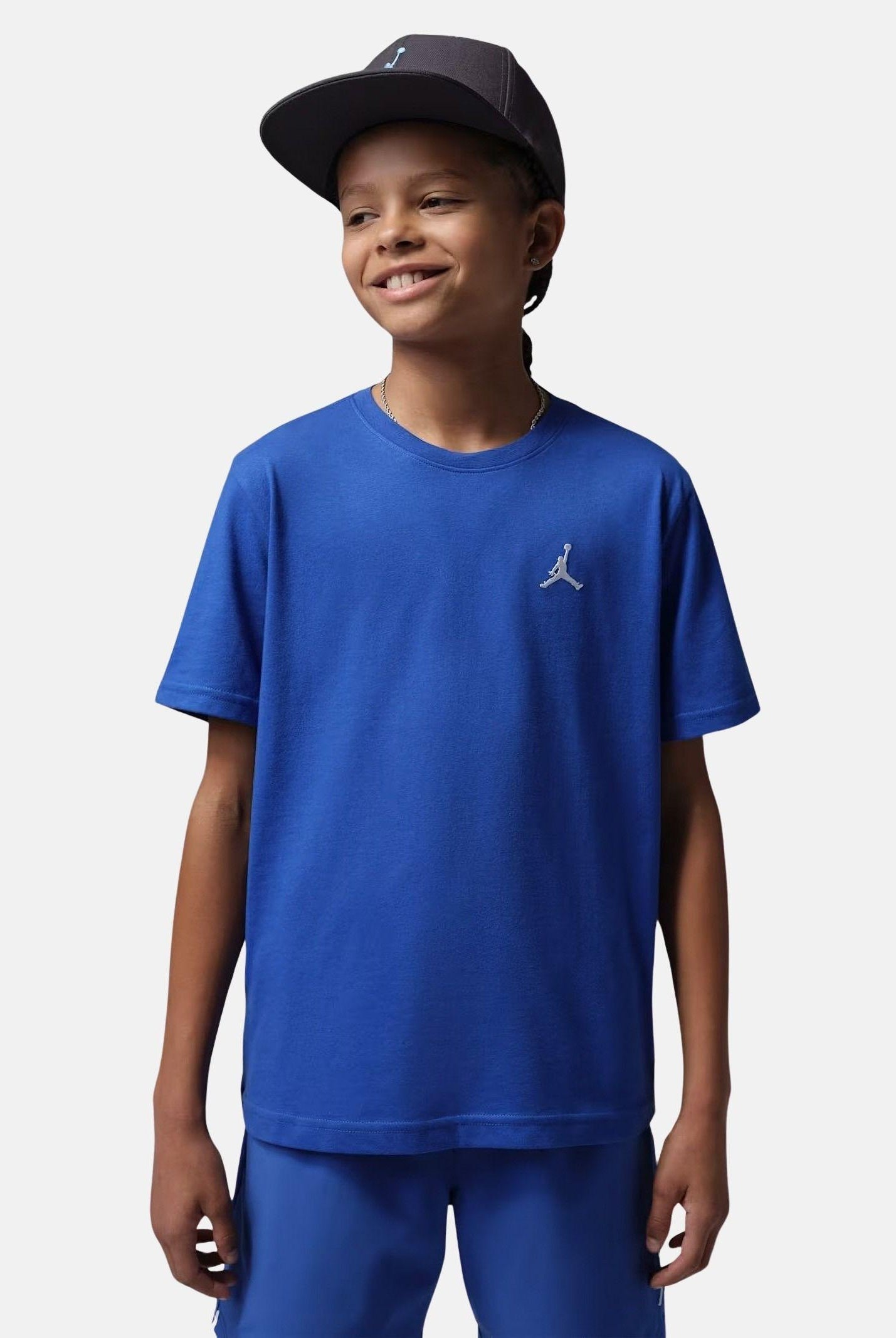 JORDAN T-shirt a manica corta blu per bambino e bambina con ricamo Jumpman 95D266 U89 JORDAN
