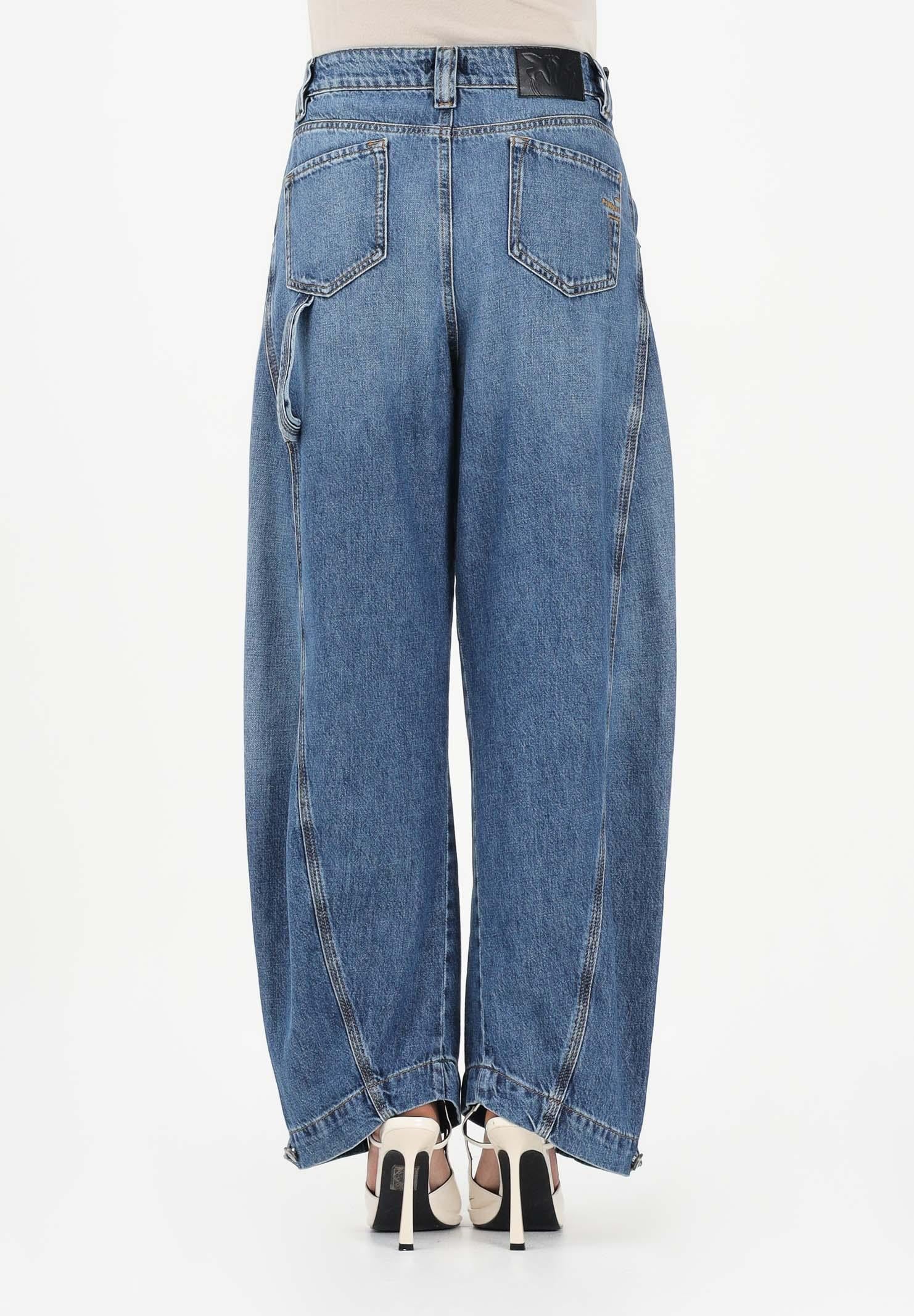 PINKO Jeans balloon SICURO ZIP realizzato in blue denim con scoloriture da donna 105680A33X PJD PINKO