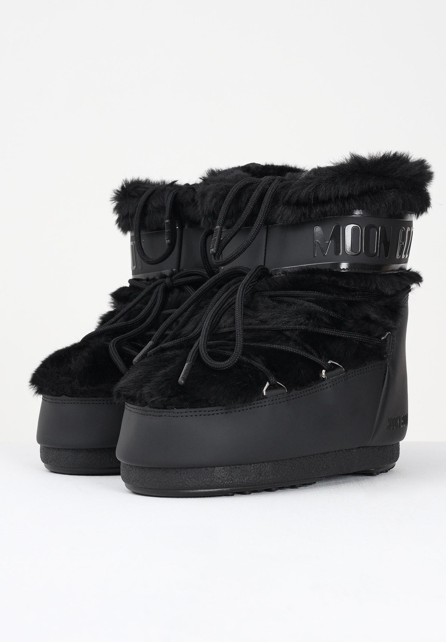 MOON BOOT Stivali da neve ICON LOW in ecopelliccia nera da donna 80D1409390 N001 MOON BOOT