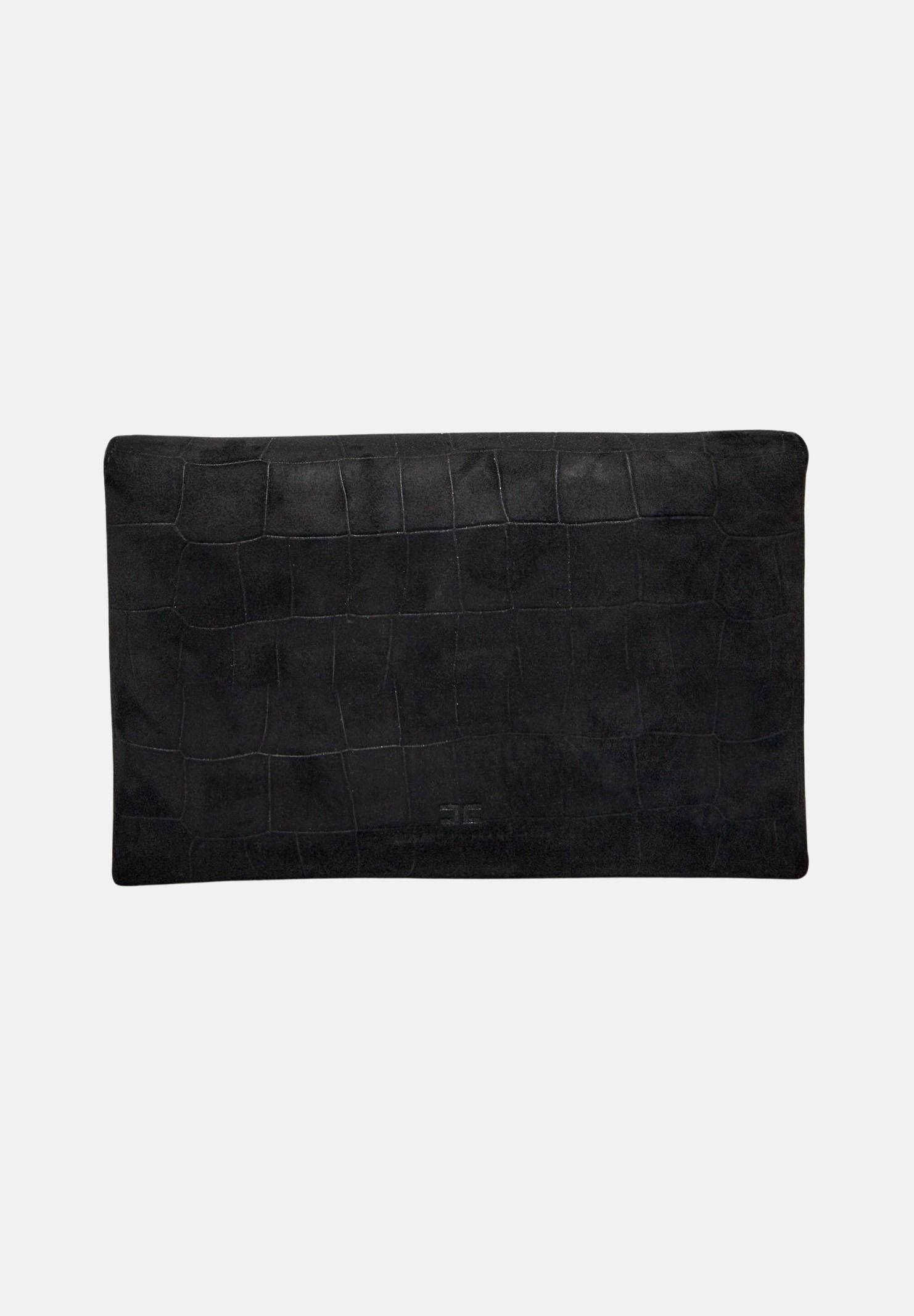 ELISABETTA FRANCHI Pochette nera da donna realizzata in suede BS64A61E2 110 ELISABETTA FRANCHI