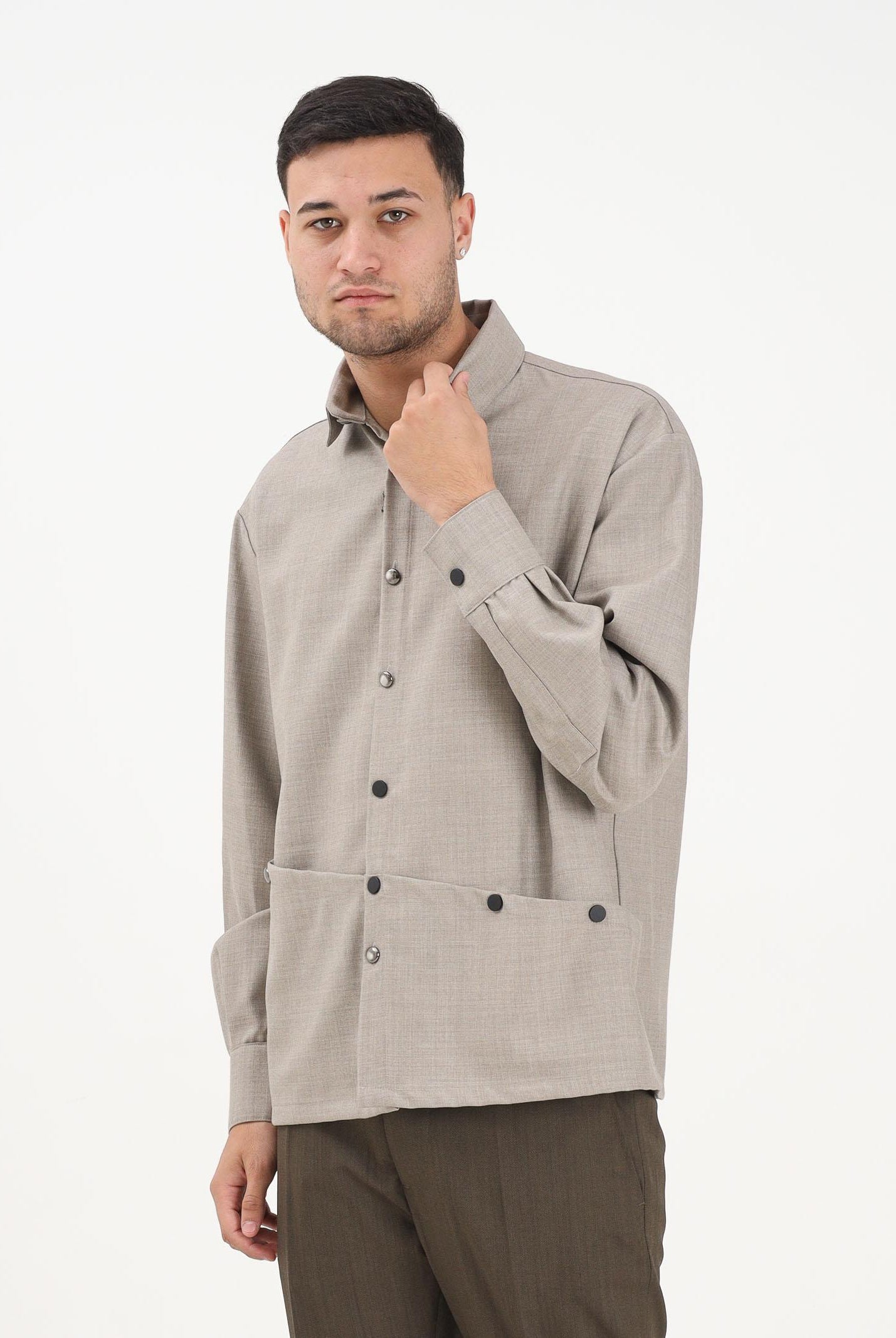 YES LONDON Camicia a manica lunga beige da uomo XCM7212 BE YES LONDON