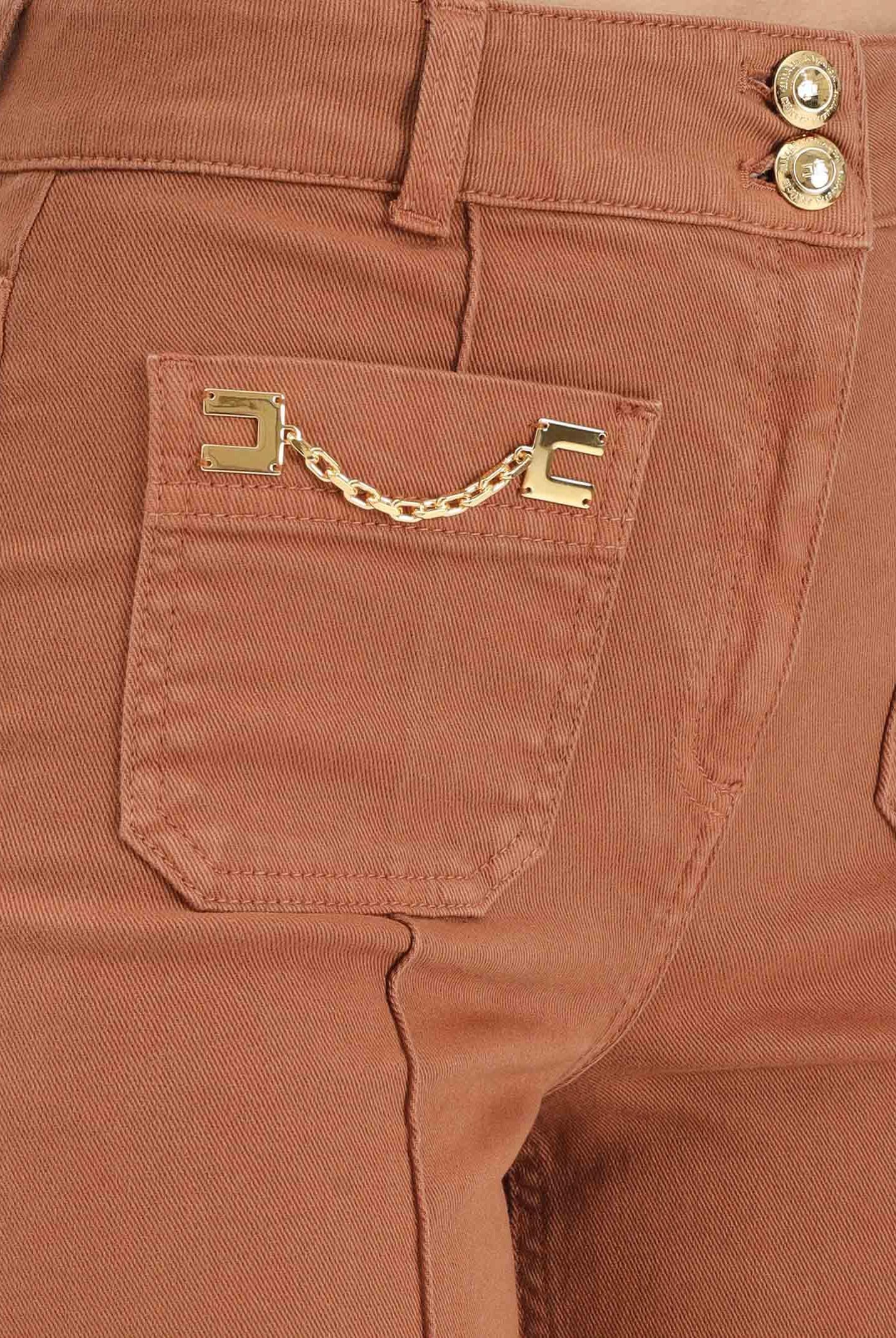 ELISABETTA FRANCHI Jeans a vita alta cuoio da donna con dettagli gioiello PJ25D61E2 600 ELISABETTA FRANCHI
