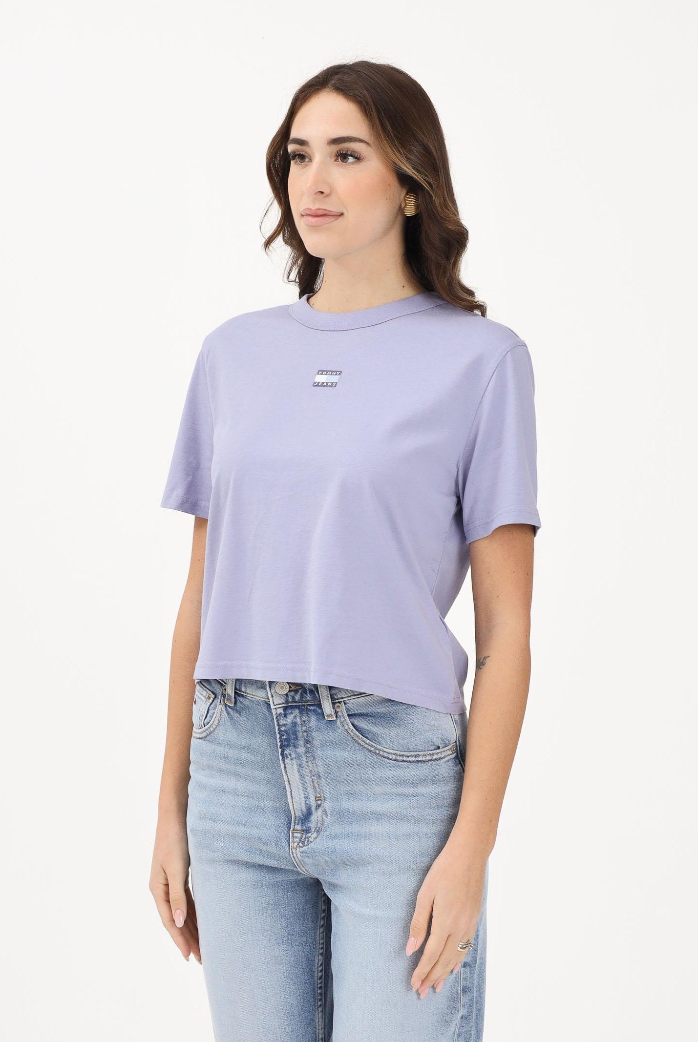 TOMMY JEANS T-shirt a manica corta Boxy Badge lilla da donna DW0DW22202 C5U TOMMY JEANS