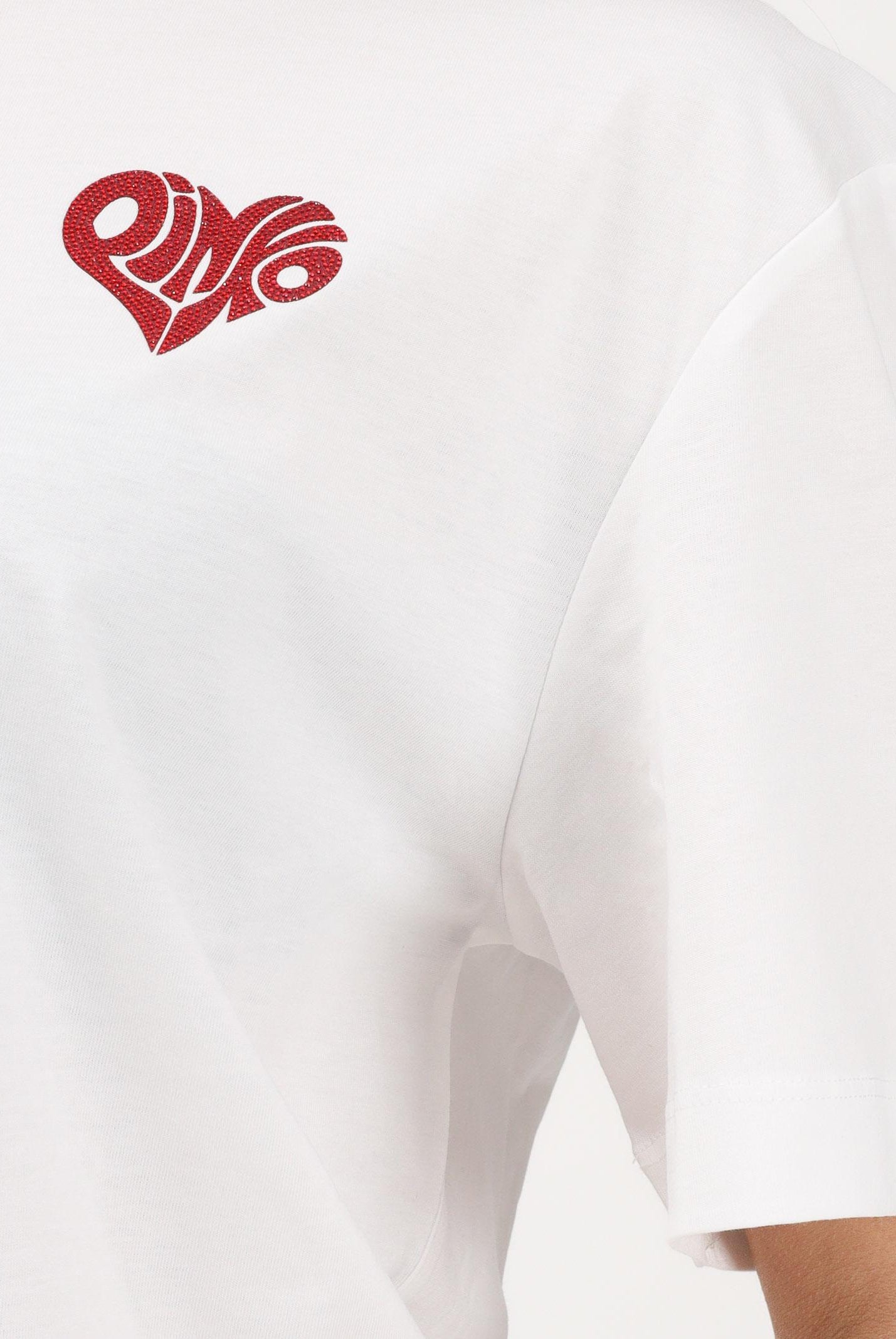 PINKO T-shirt a manica corta bianca da donna con stampa sul retro 105526A33I ZR2 PINKO