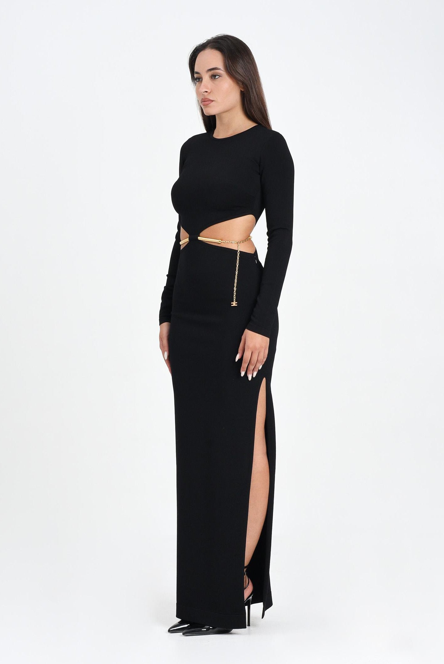 ELISABETTA FRANCHI Abito lungo nero da donna con snake gioiello AM24S56E2 110 ELISABETTA FRANCHI