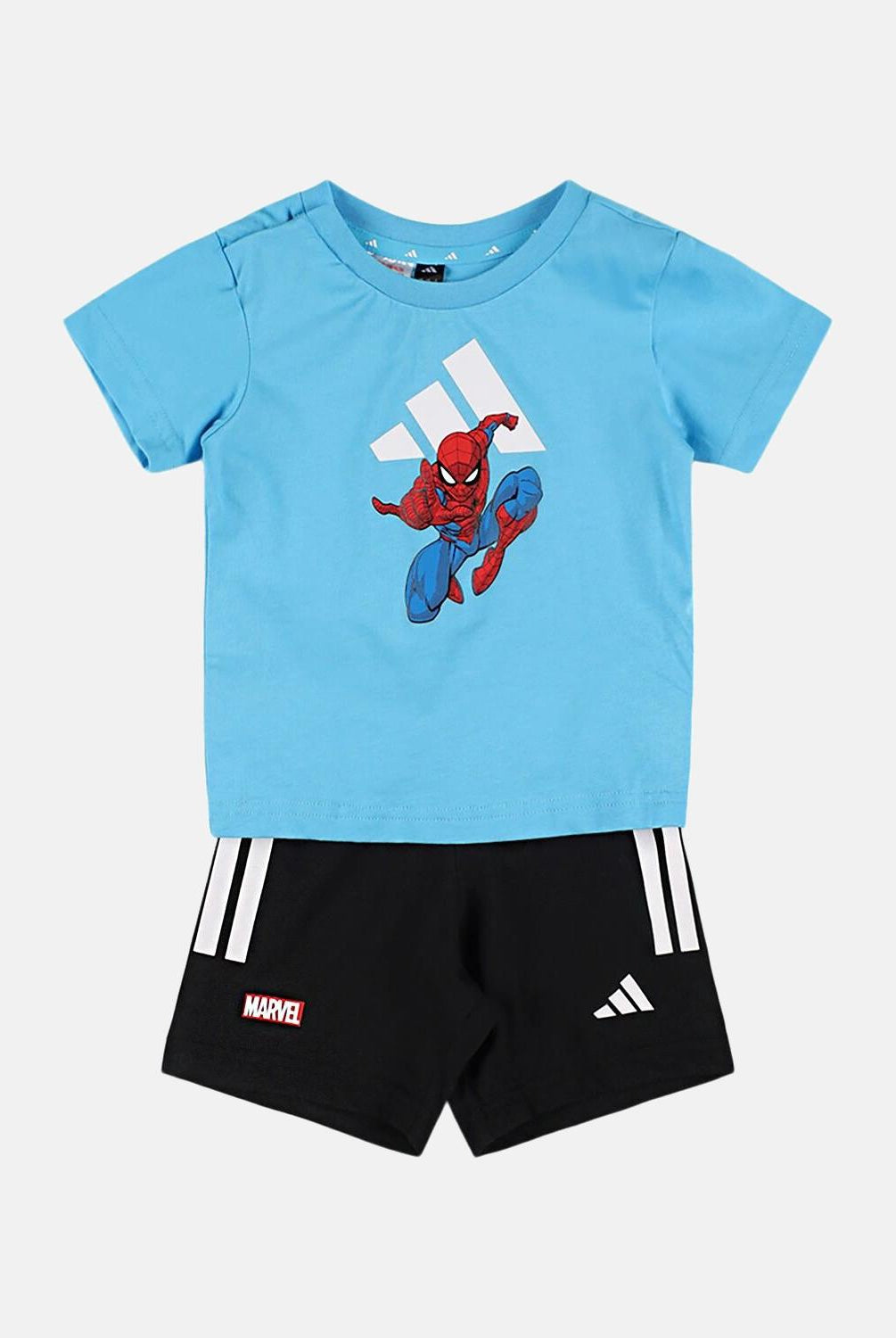 ADIDAS PERFORMANCE Completino ADIDAS MARVEL SPIDER-MAN azzurro e nero da neonato JC6159 . ADIDAS PERFORMANCE