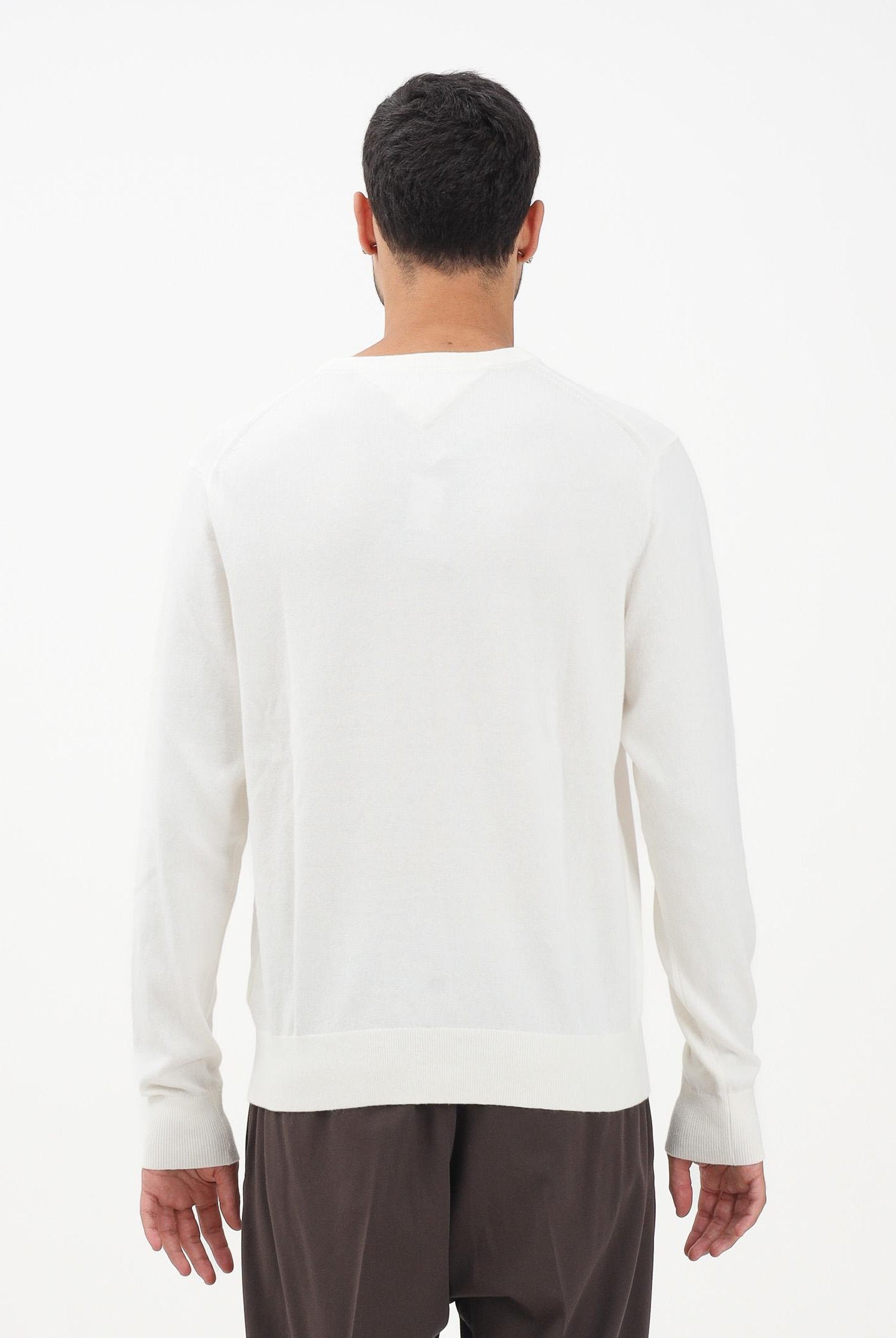 TOMMY HILFIGER Maglioncino girocollo panna da uomo con logo MW0MW28046Z00 TOMMY HILFIGER