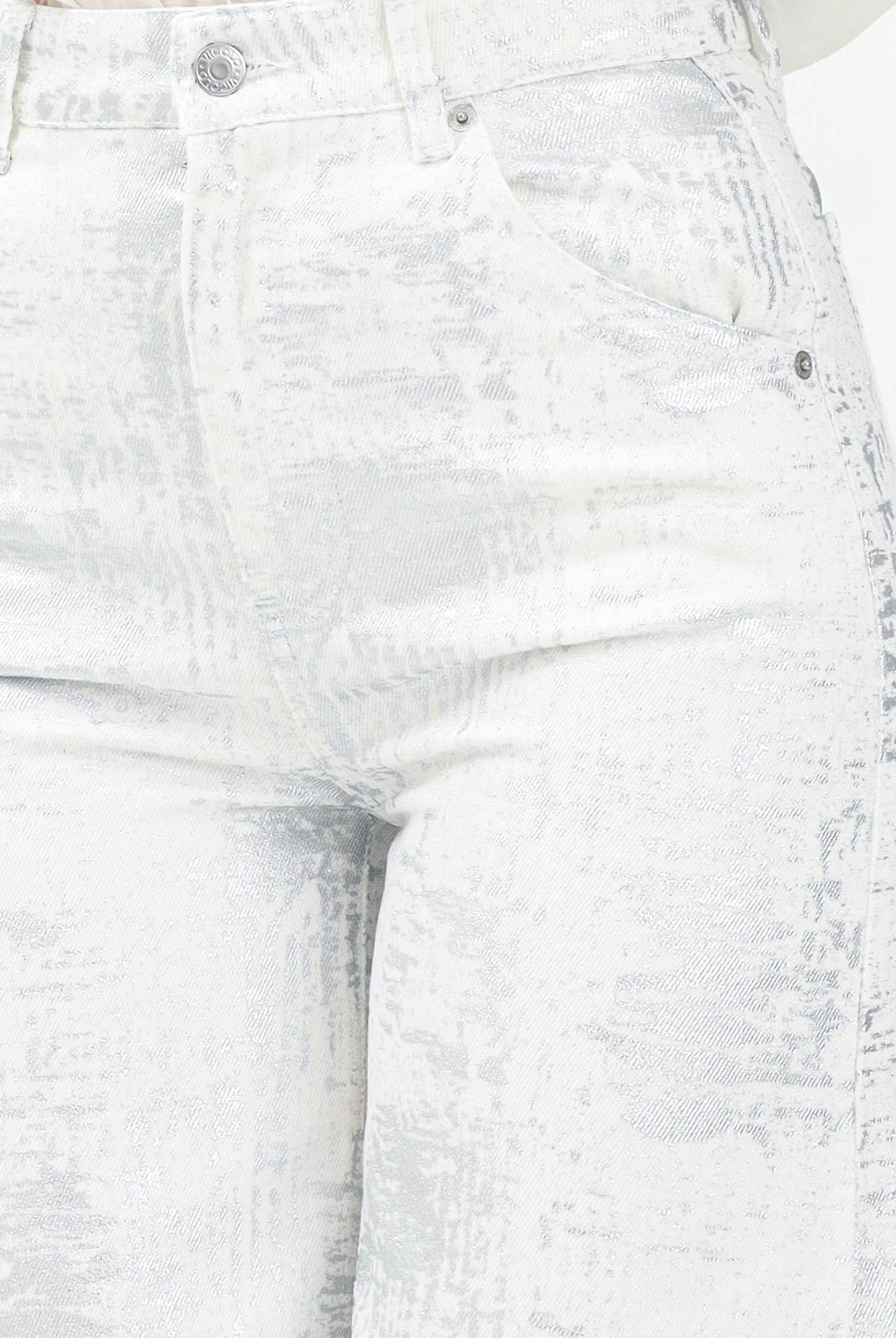VICOLO Jeans a palazzo bianco da donna con dettagli argento DD5128 AAR VICOLO
