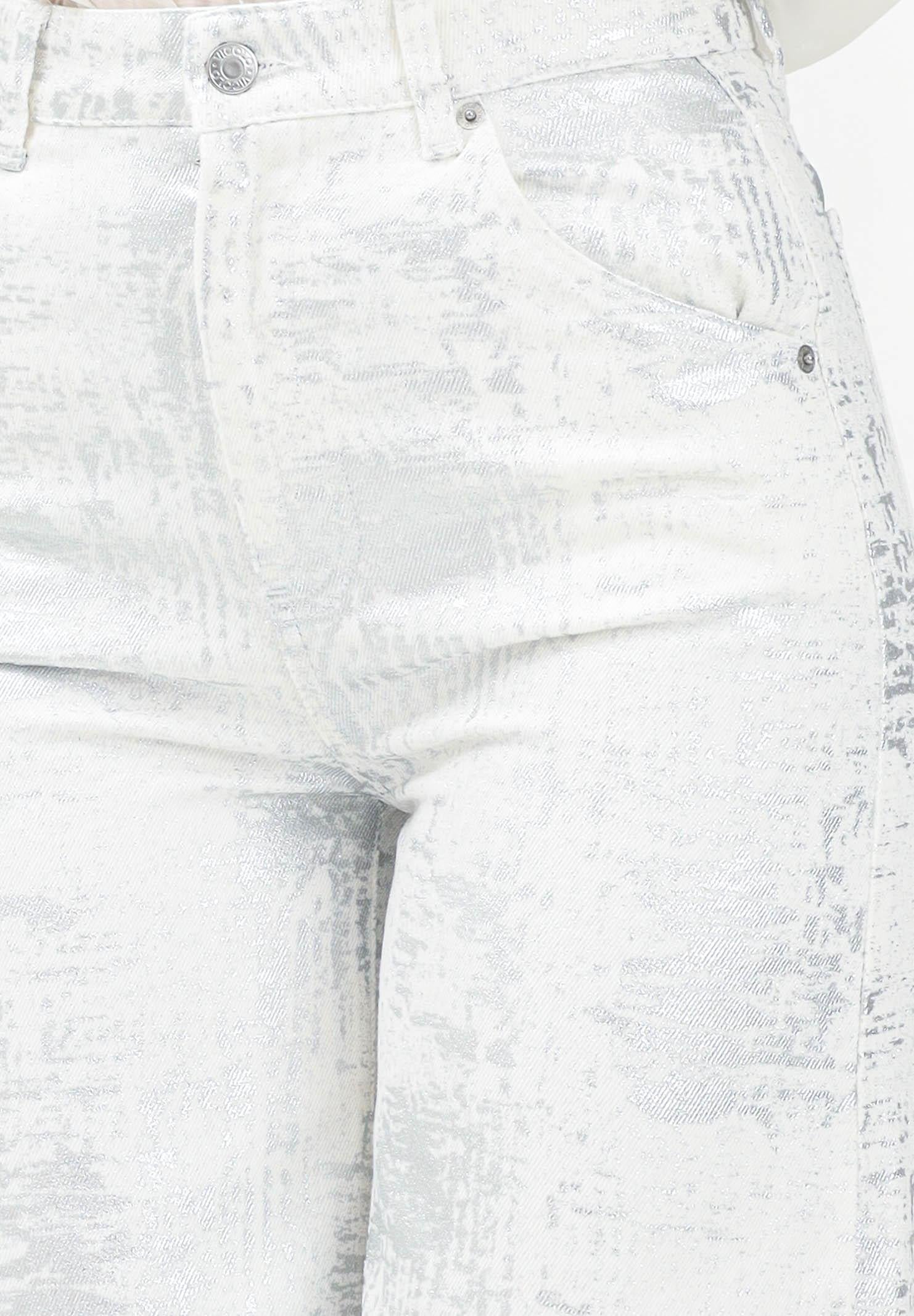VICOLO Jeans a palazzo bianco da donna con dettagli argento DD5128 AAR VICOLO