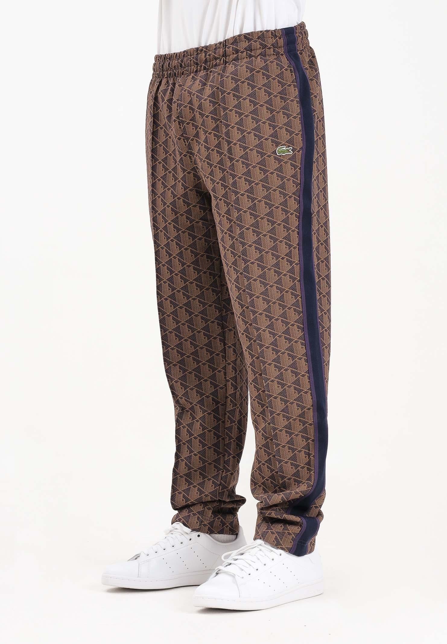 LACOSTE Pantalone sportivo marrone da uomo con monogramma Paris XH1440 9I4 LACOSTE