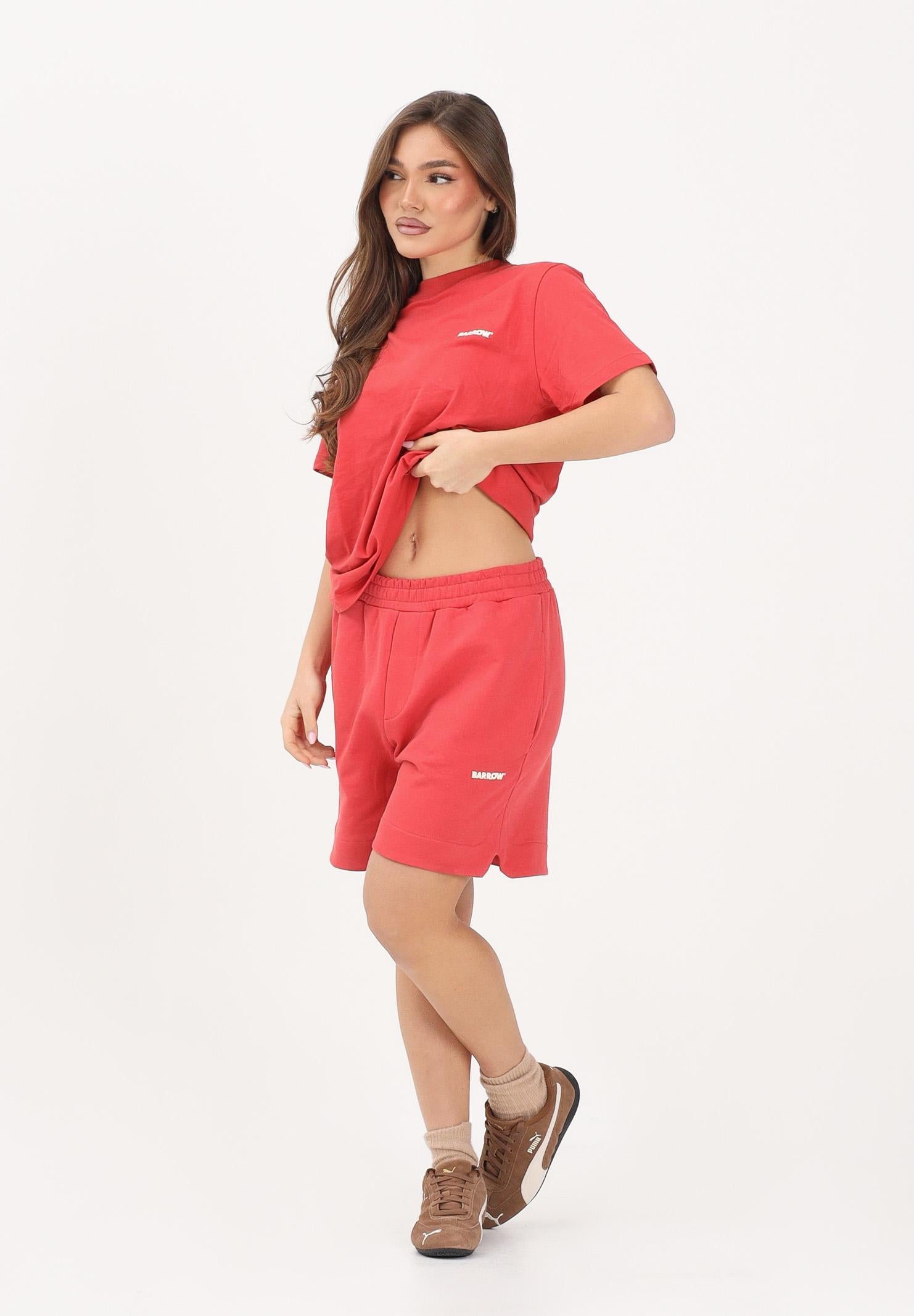 BARROW Shorts sportivo rosso corallo per uomo e donna con logo S6BWUABE009 040 BARROW