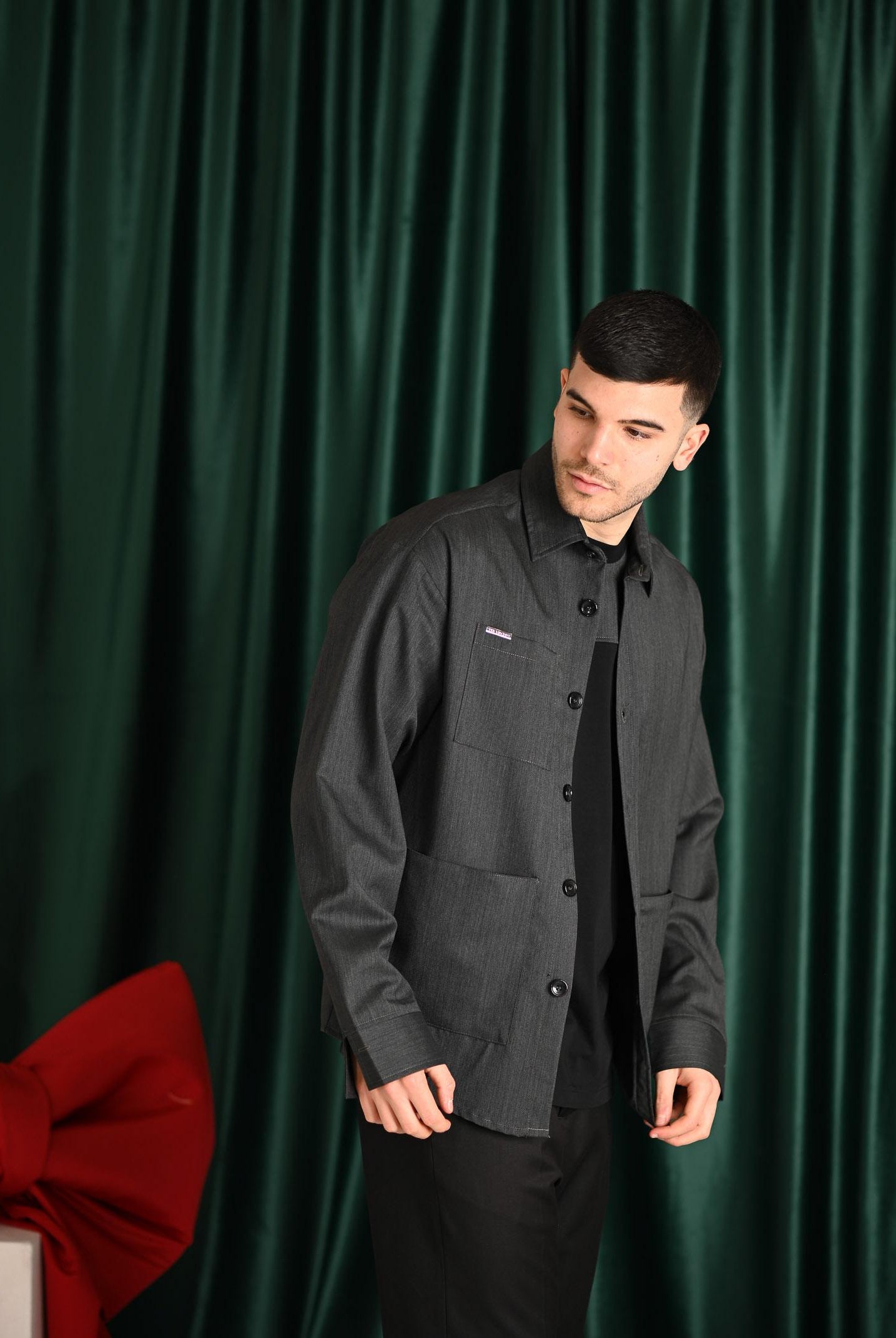 YES LONDON Camicia a manica lunga grigia da uomo XCM7209 AN YES LONDON