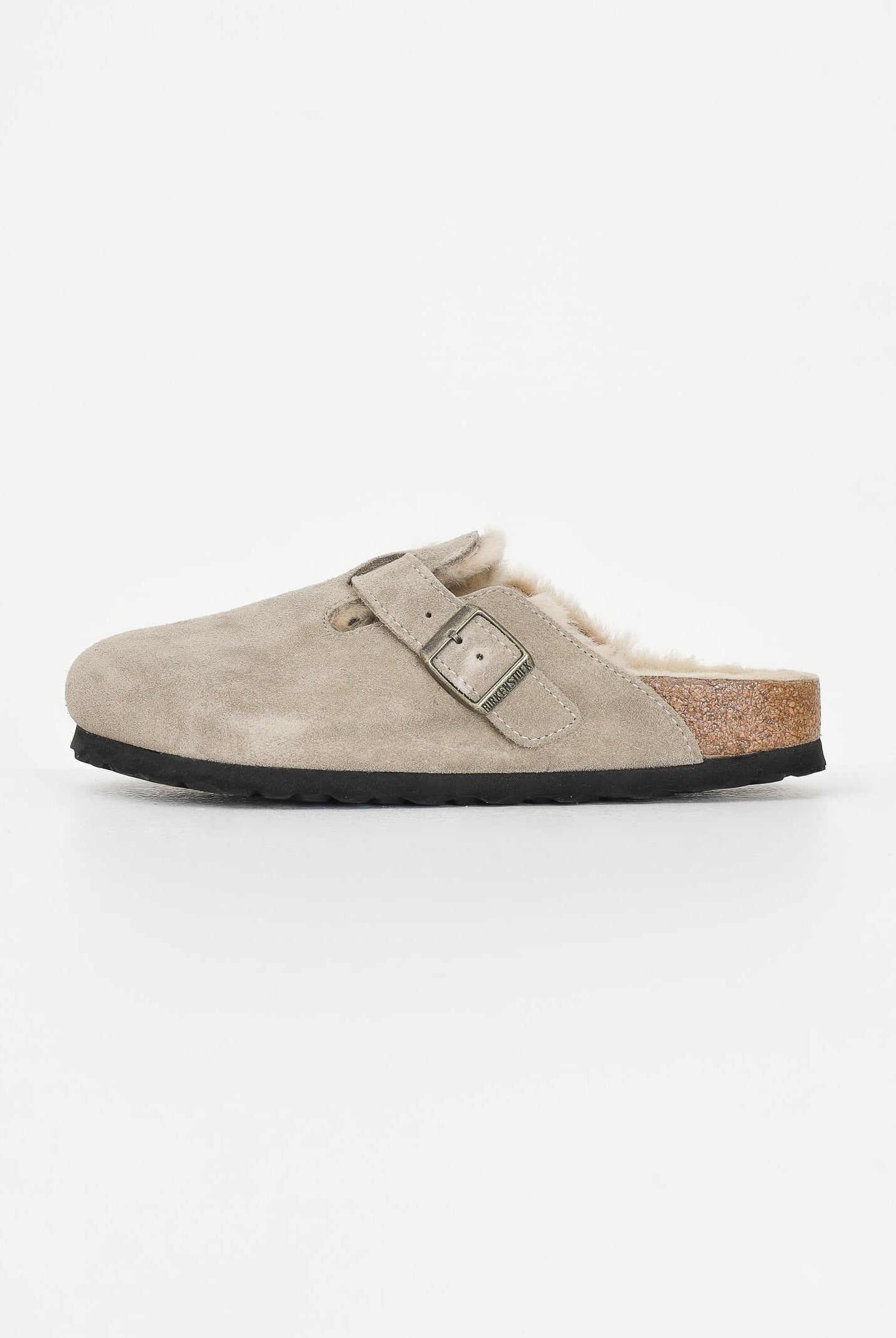 BIRKENSTOCK Ciabatte Boston con pelliccia beige per uomo e donna 1028299 . BIRKENSTOCK