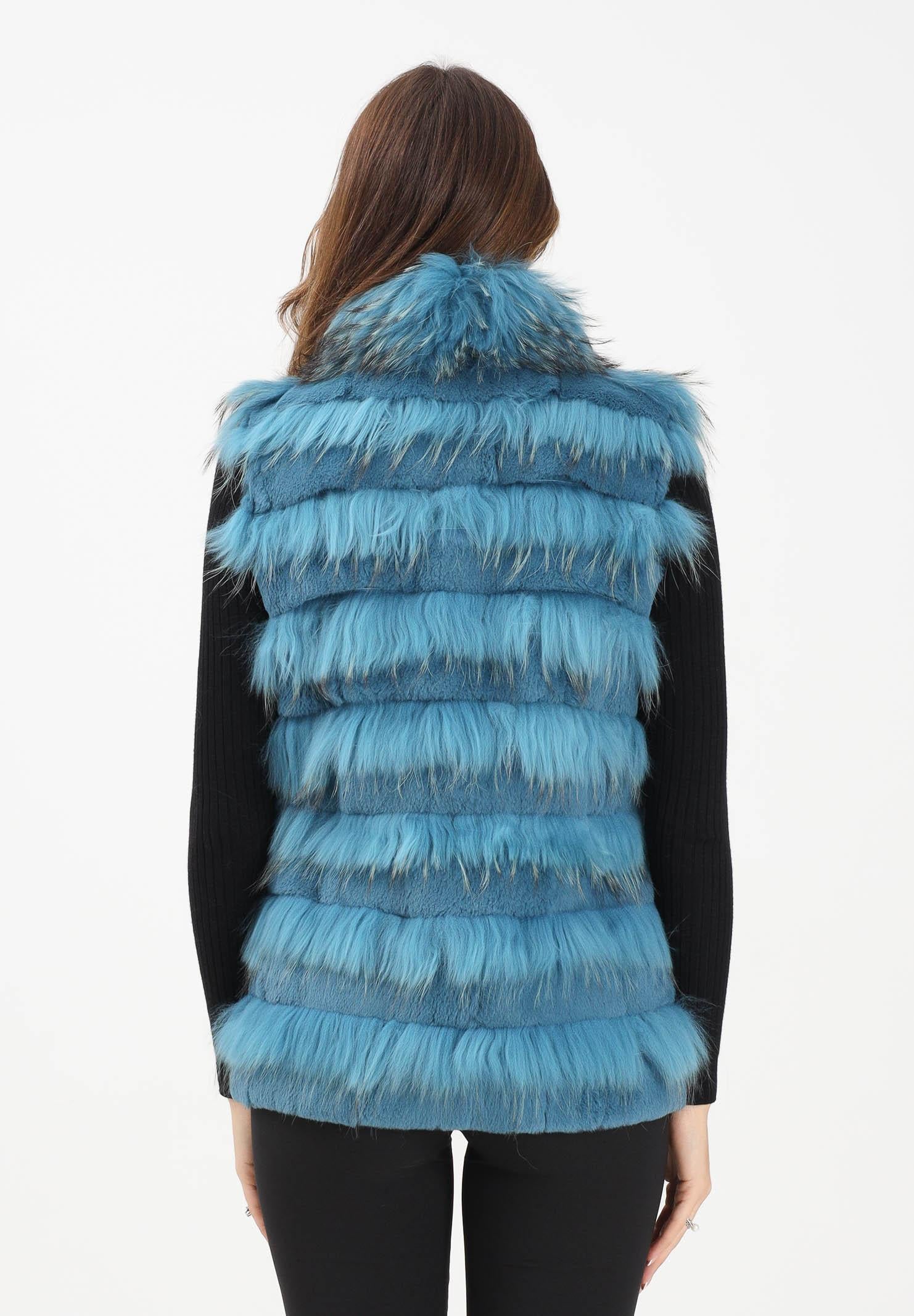 MEHRAN Pelliccia smanicata azzurro petrolio da donna 25160BLU BLU MEHRAN