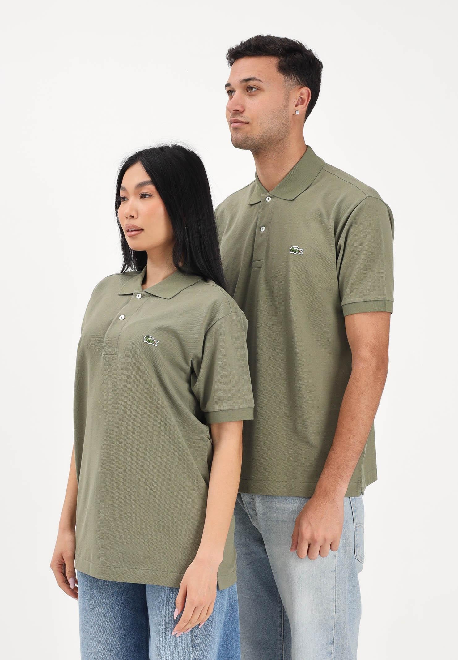LACOSTE Polo a manica corta verde mimetico per uomo e donna con patch logo coccodirllo 1212 BMY LACOSTE