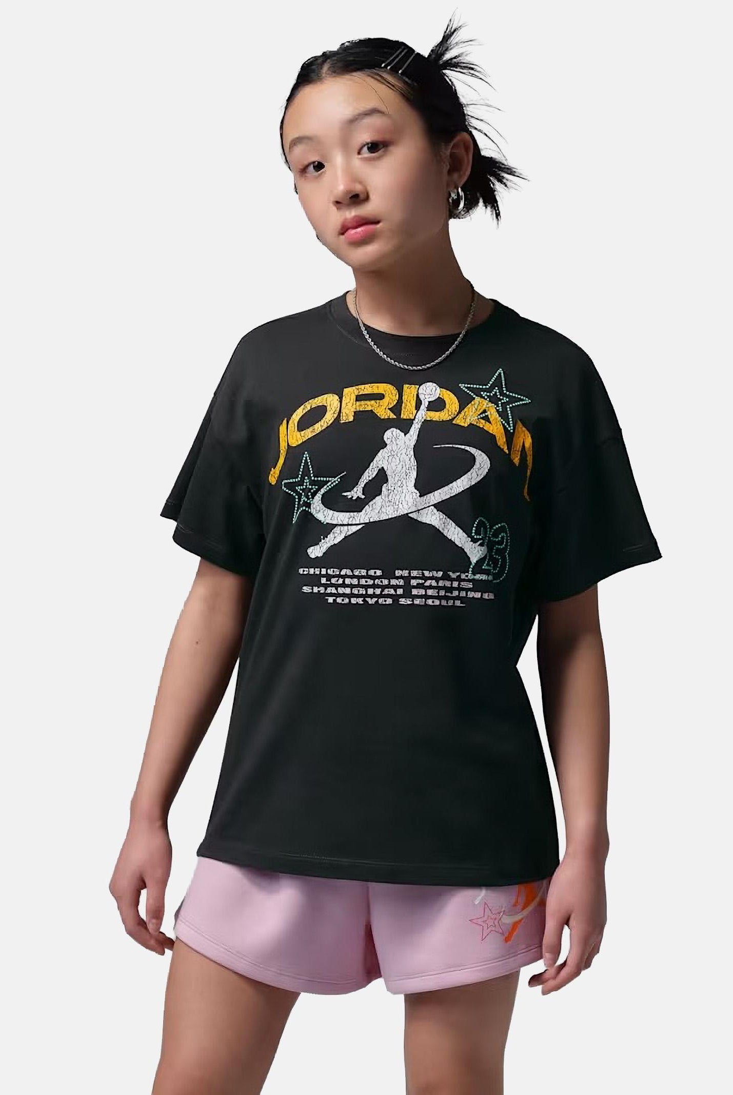JORDAN T-shirt a manica corta Geo World Tour nera da bambina 45F790 G0T JORDAN