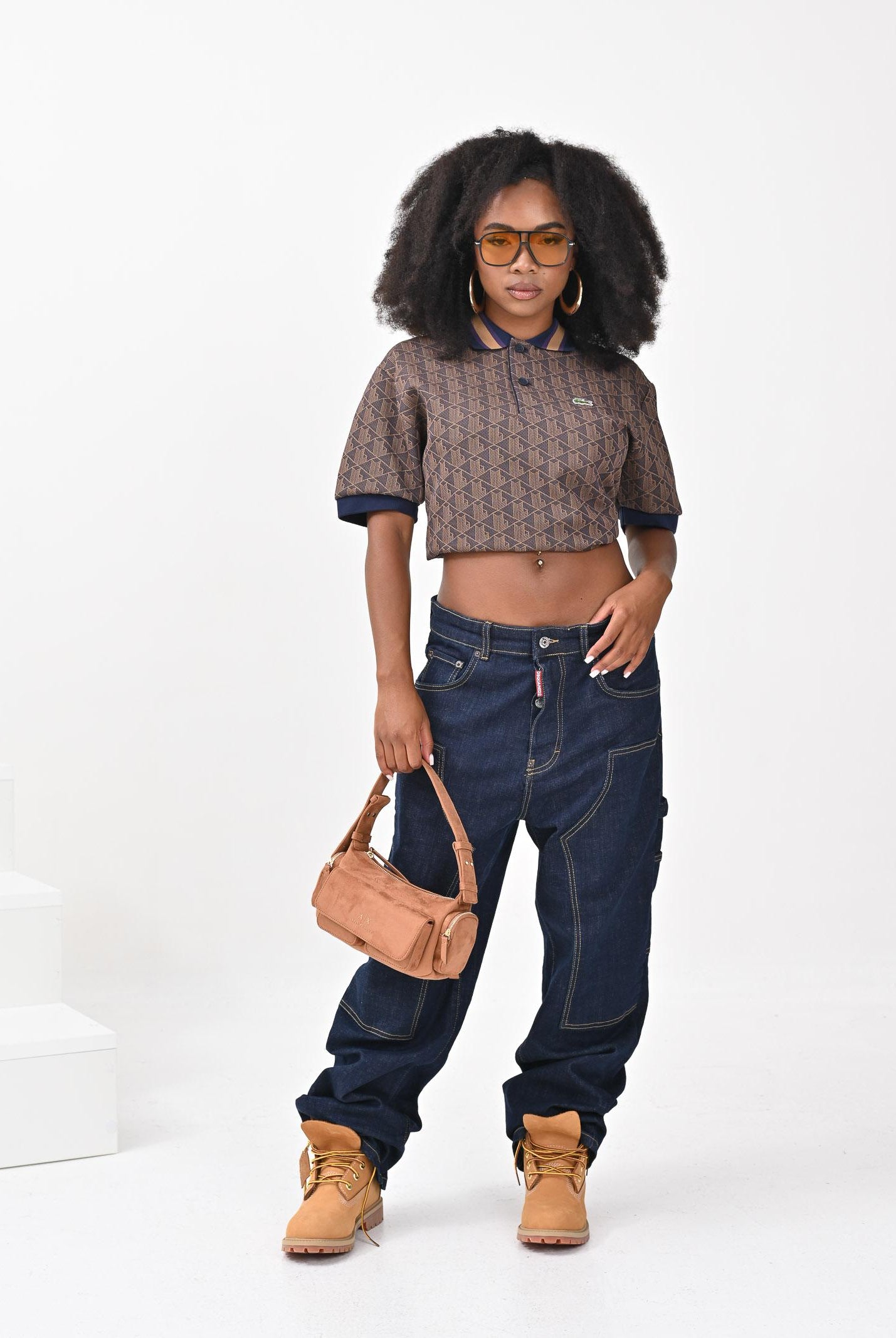 LACOSTE Polo a manica corta marrone da uomo in jacquard con monogramma DH1417 9I4 LACOSTE