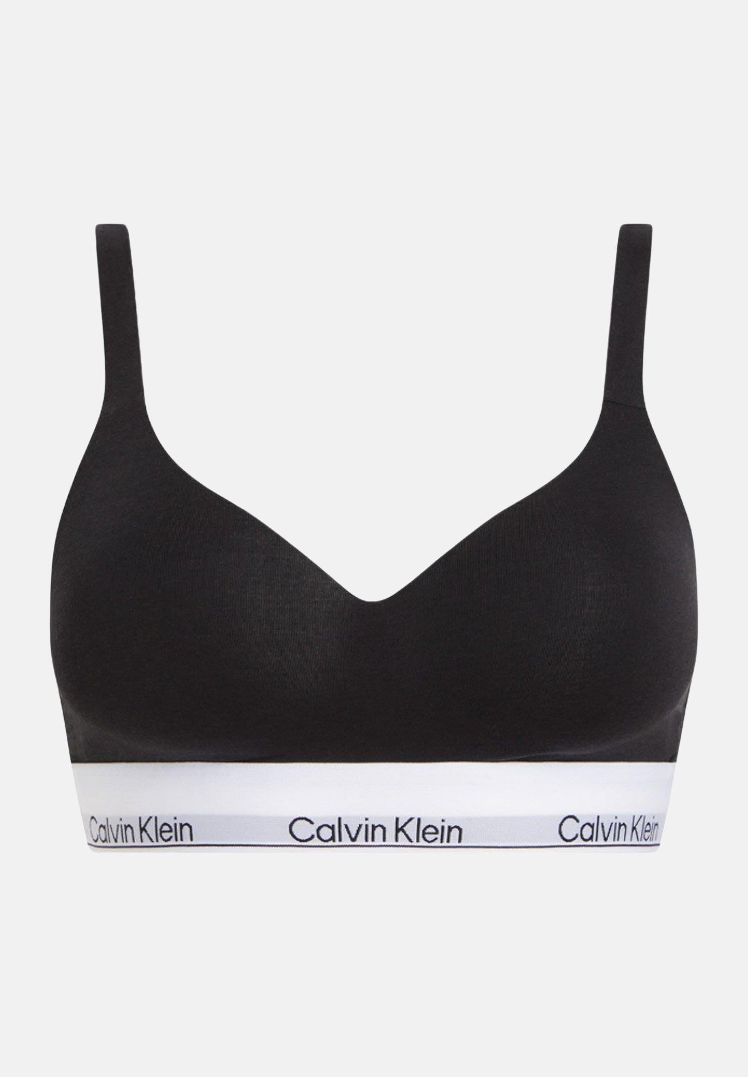 CALVIN KLEIN Bralette nera da donna con banda logata 000QF7900E UB1 CALVIN KLEIN