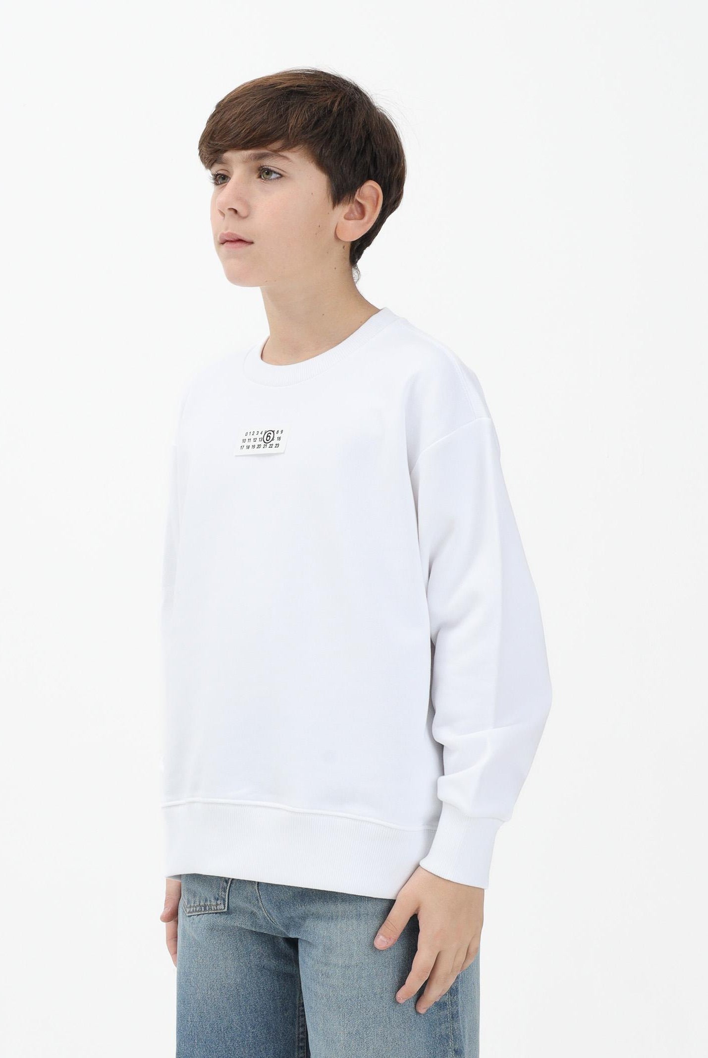 MAISON MARGIELA Felpa girocollo bianca per donna, ragazzi e bambini con logo M61011MM04H M6100 MAISON MARGIELA