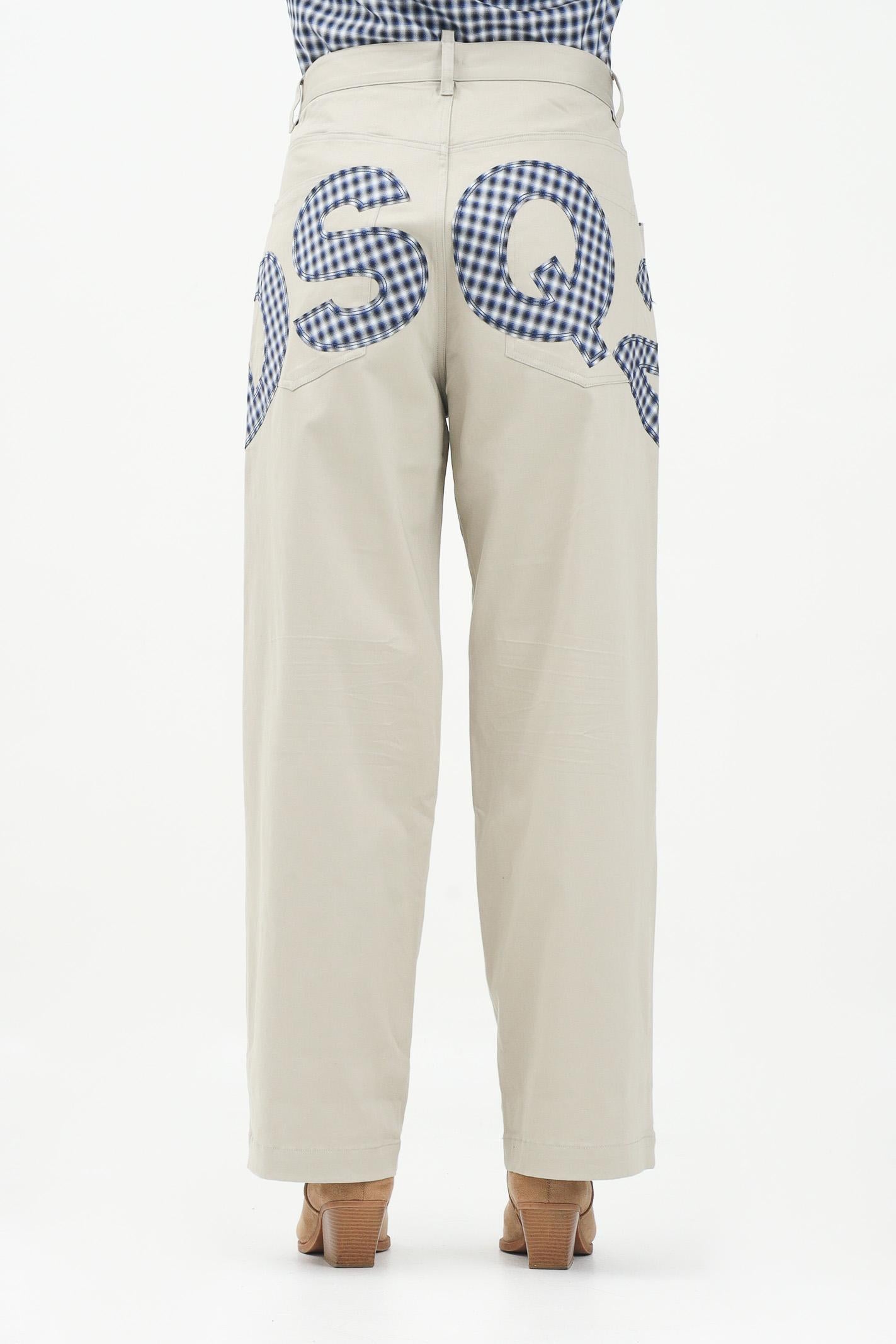 DSQUARED2 Pantalone beige per donna, ragazzi e bambini con il logo DSQ2 ricamato sul retro DQ2734D00XC DQ717 DSQUARED2