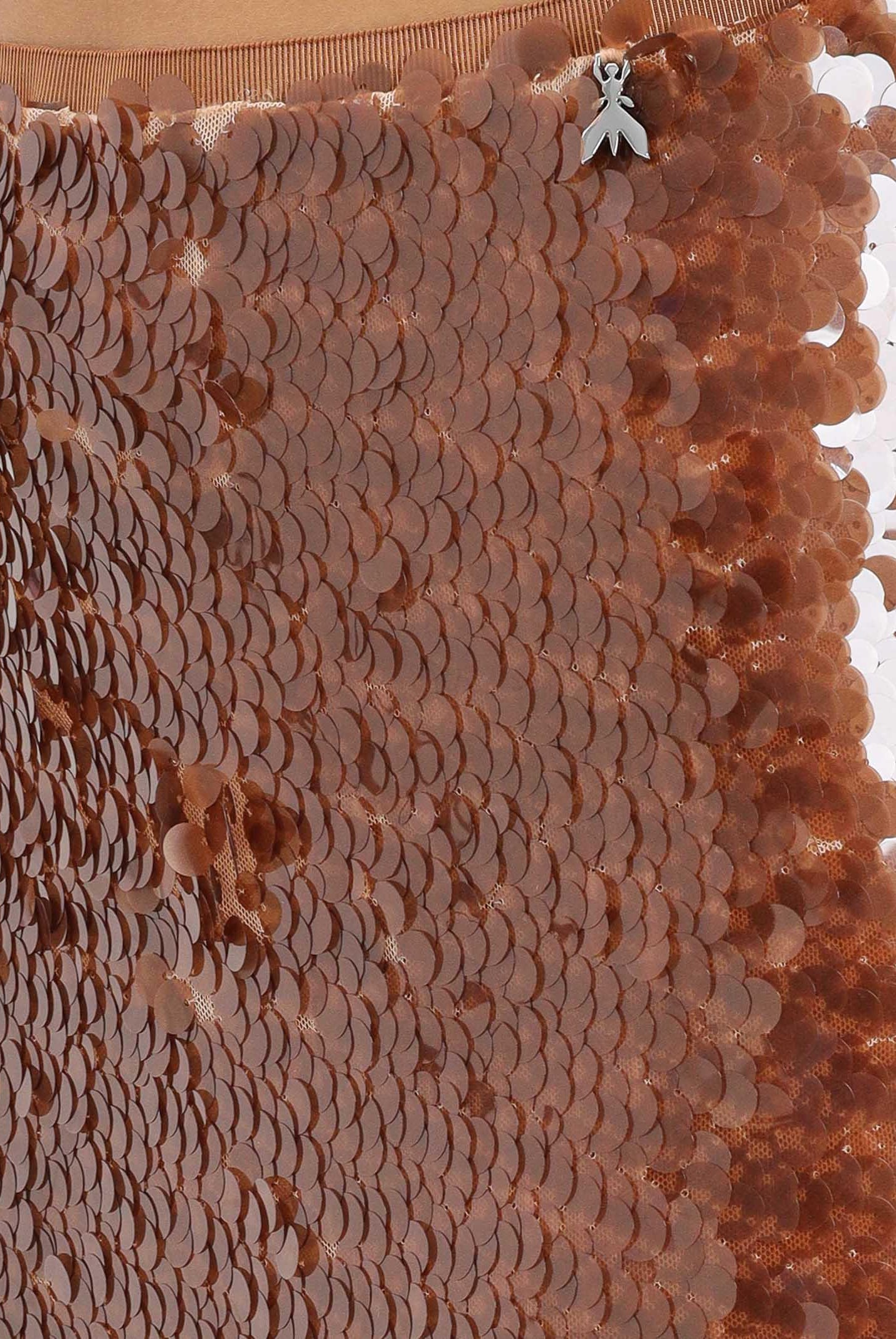 PATRIZIA PEPE Gonna midi marrone da donna interamente ricamata con paillettes 2G1040J345 B858 PATRIZIA PEPE