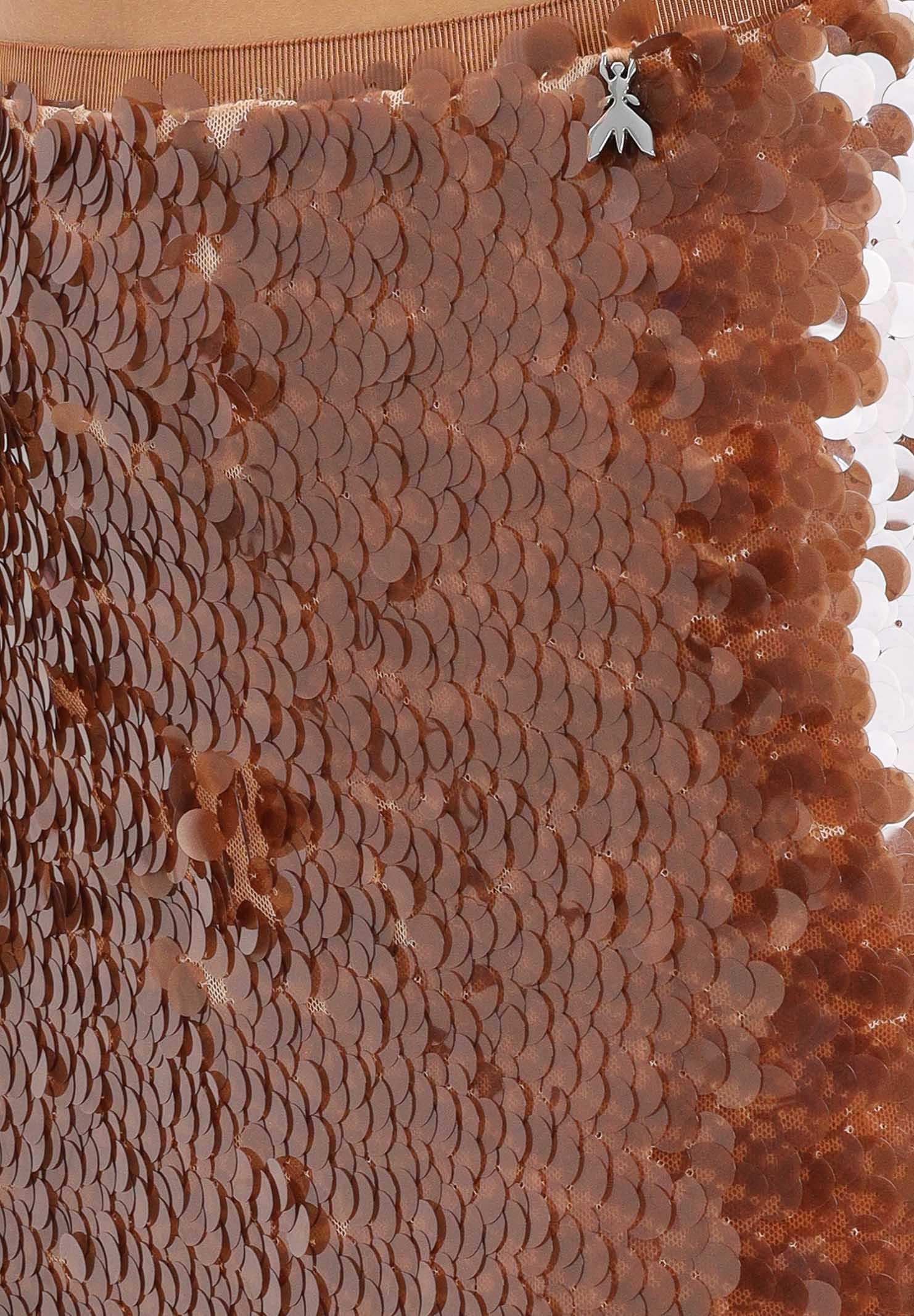 PATRIZIA PEPE Gonna midi marrone da donna interamente ricamata con paillettes 2G1040J345 B858 PATRIZIA PEPE