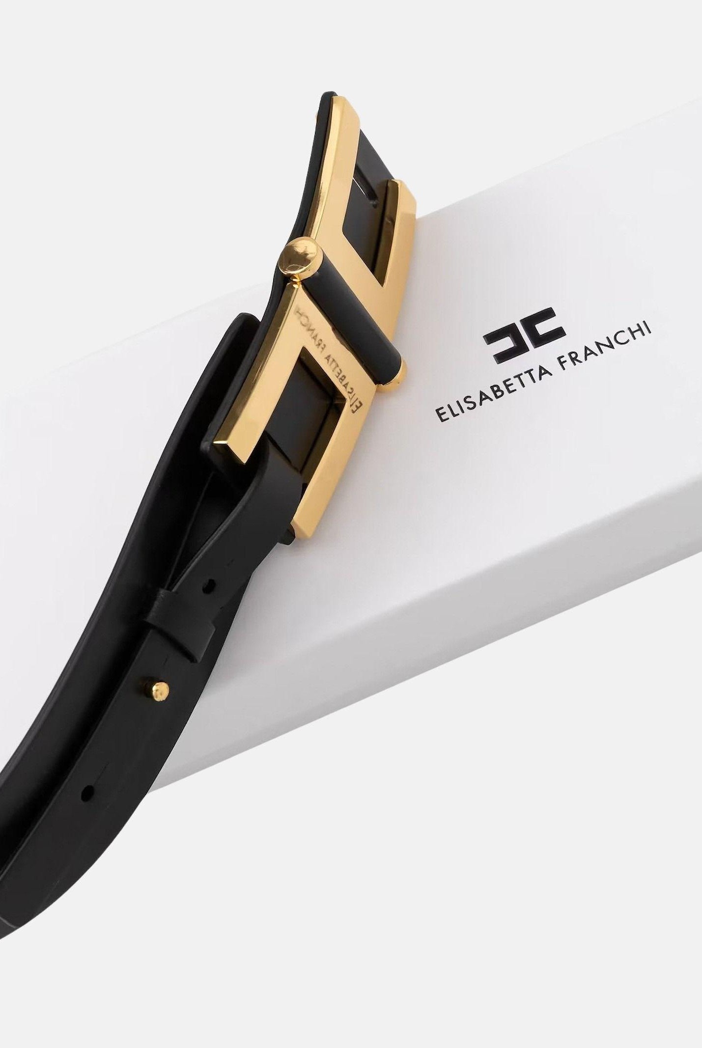 ELISABETTA FRANCHI Cintura nera da donna con dettaglio logo CT50S61E2 110 ELISABETTA FRANCHI