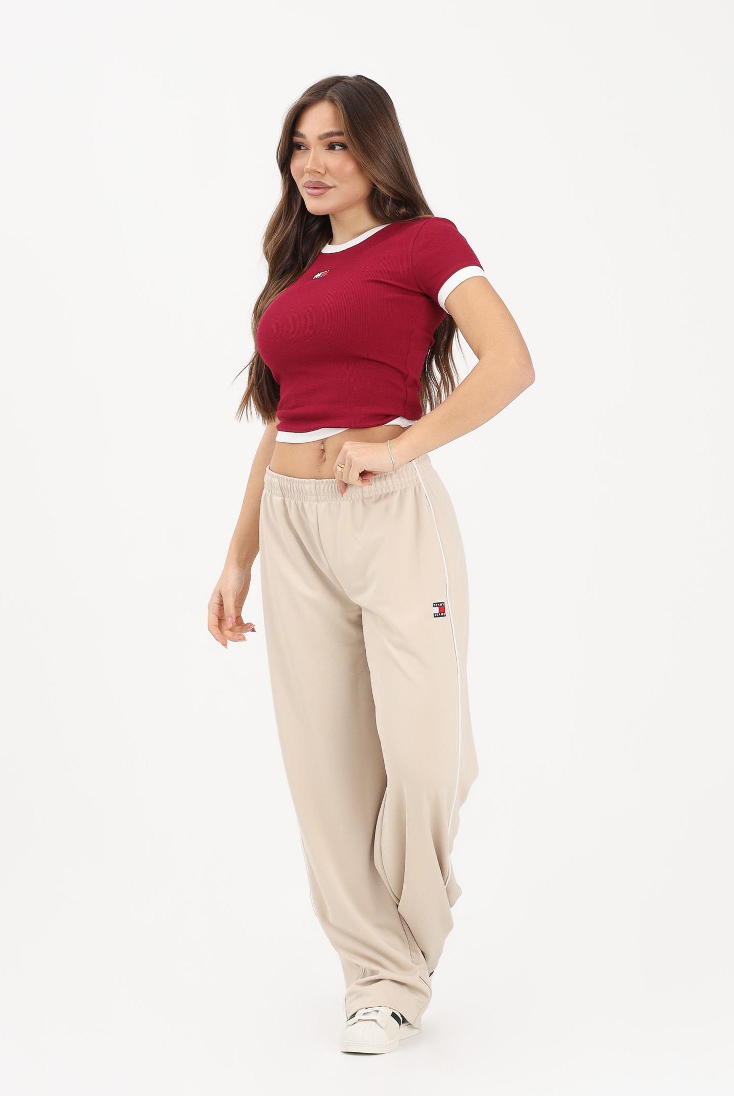 TOMMY JEANS Pantalone sportivo beige da donna con logo DW0DW22633 ABY TOMMY JEANS