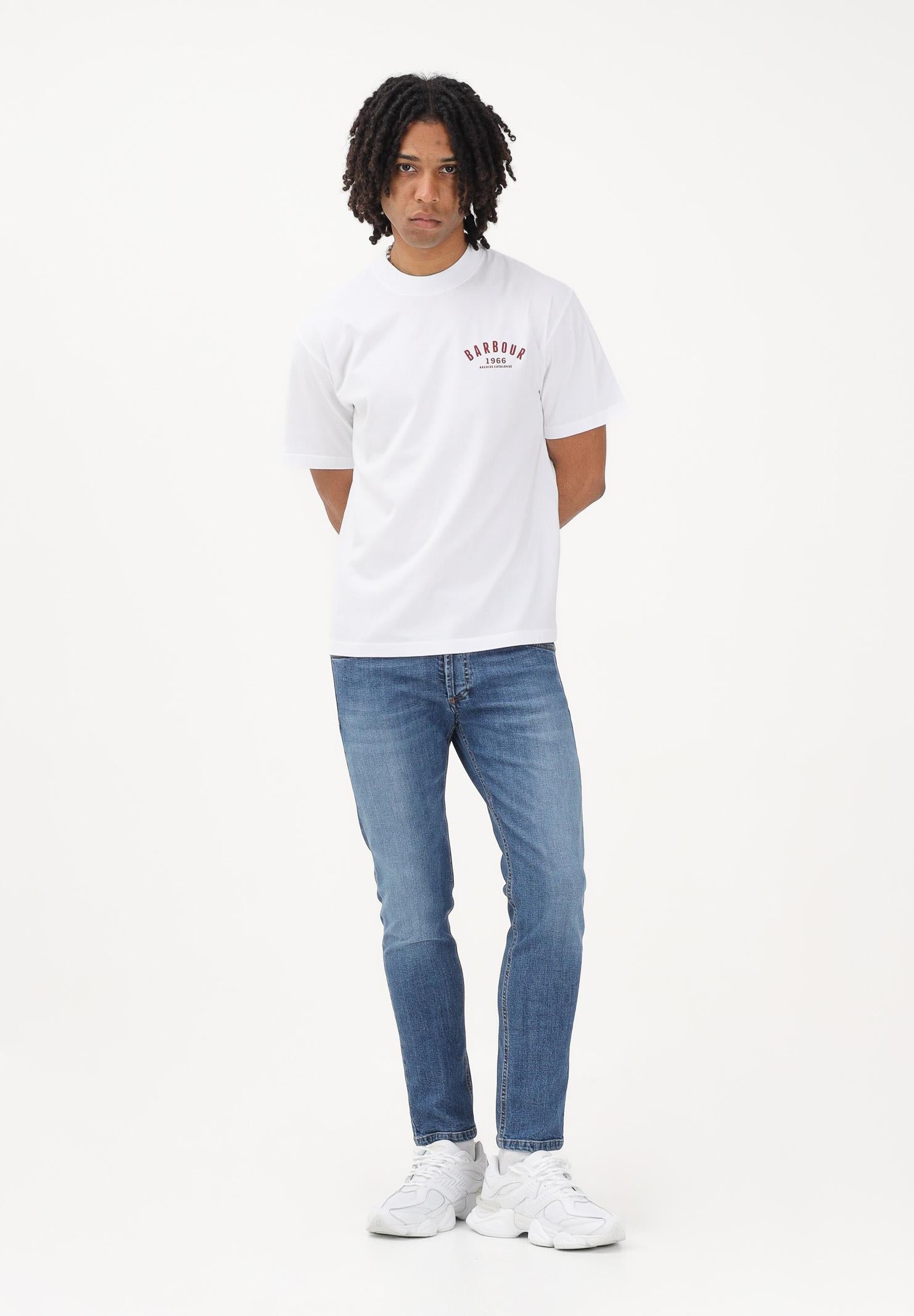 BAROBUR T-shirt a manica corta bianca da uomo con stampa sul retro 261-MTS1576 WH11 BARBOUR