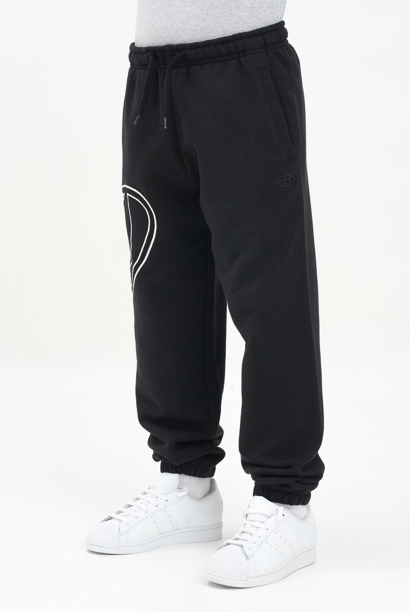DIESEL Pantalone sportivo nero per donna, ragazzi e bambini con maxi logo Oval D J022720GYCJ K900 DIESEL