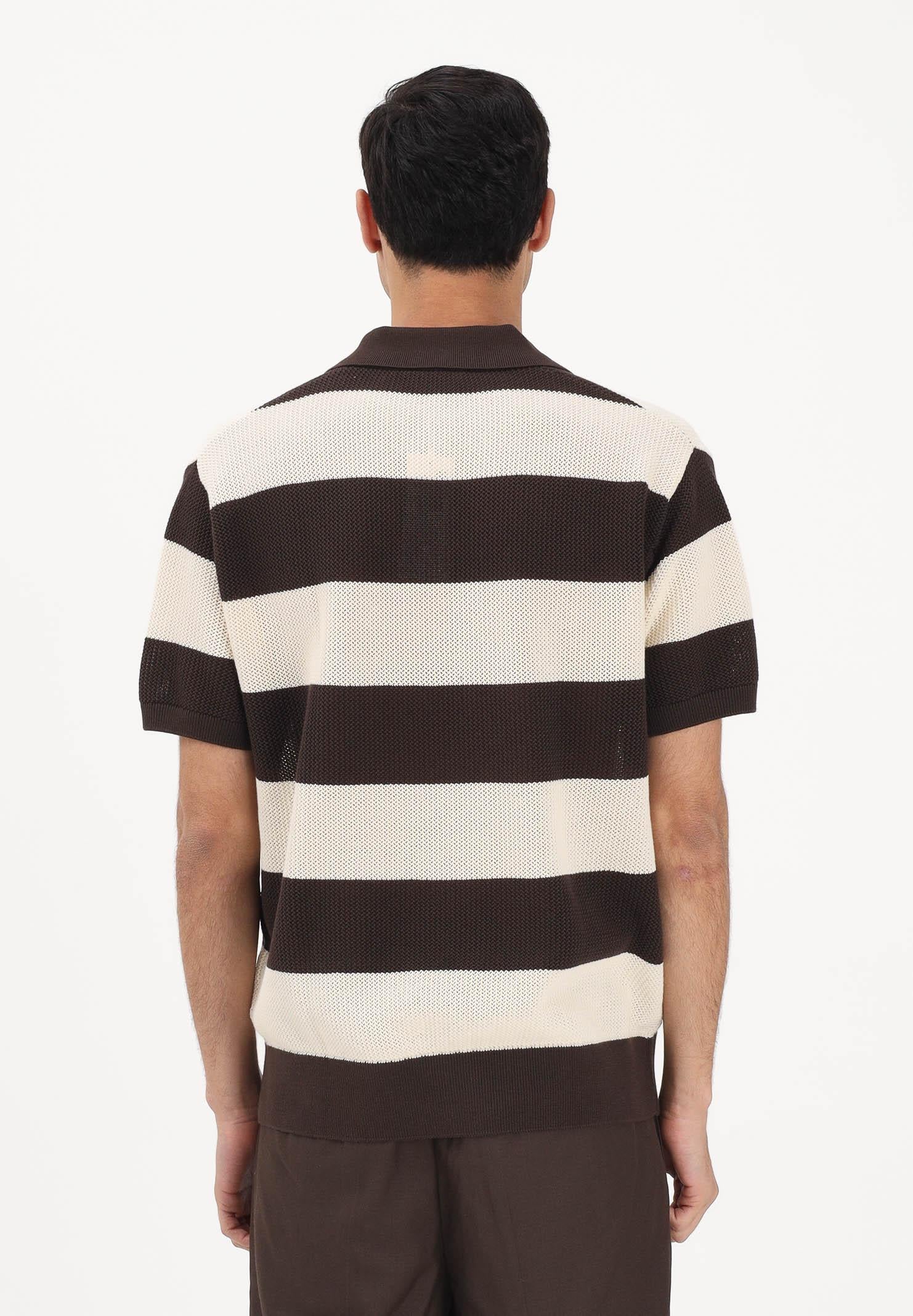 LACOSTE Polo in maglia marrone e panna da uomo AH2561 4I9 LACOSTE