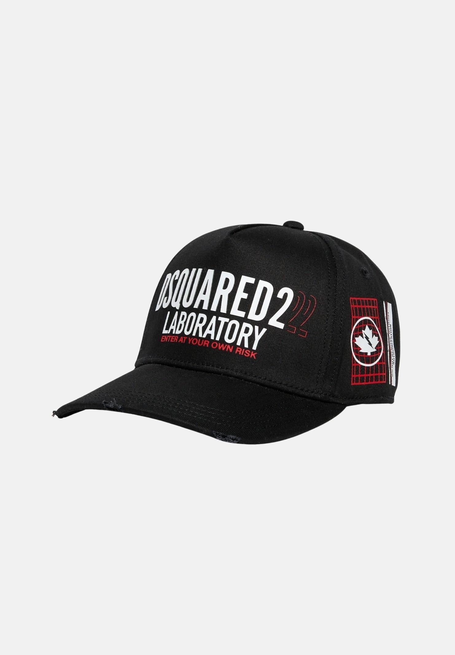 DSQUARED2 Cappello con visiera nero per uomo e donna con logo Laboratory DQ3118D00YT DQ900 DSQUARED2