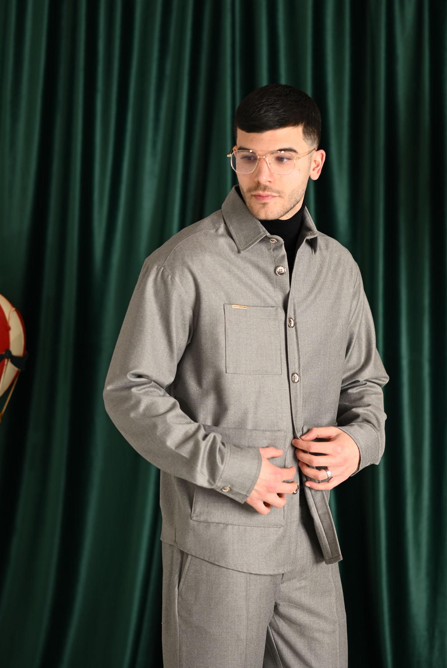 YES LONDON Camicia a manica lunga grigia da uomo XCM7221 BE YES LONDON