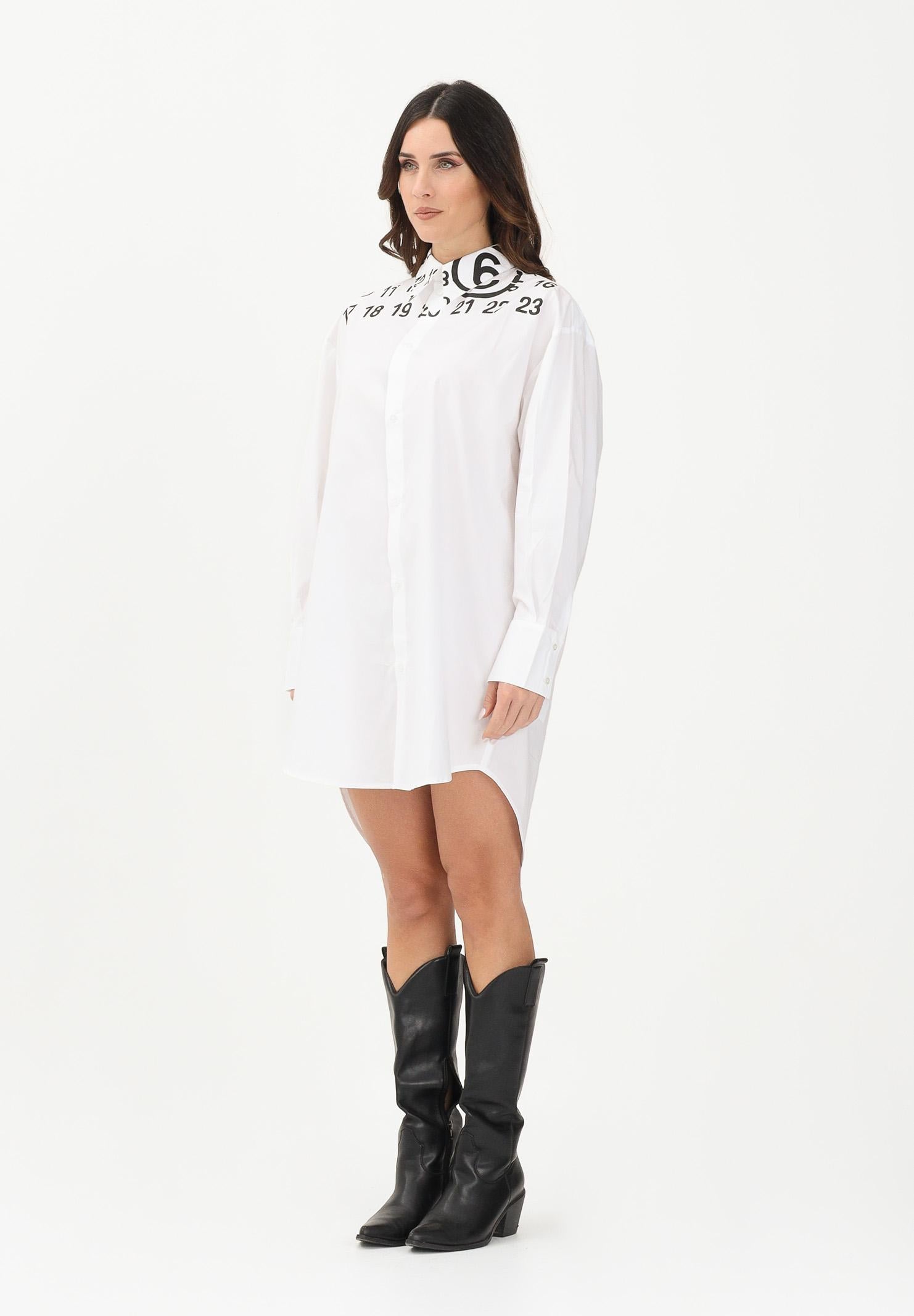 MAISON MARGIELA Abito corto bianco per donna, ragazze e bambine con logo e maxi stampa numerica M60943MM014 M6100 MAISON MARGIELA