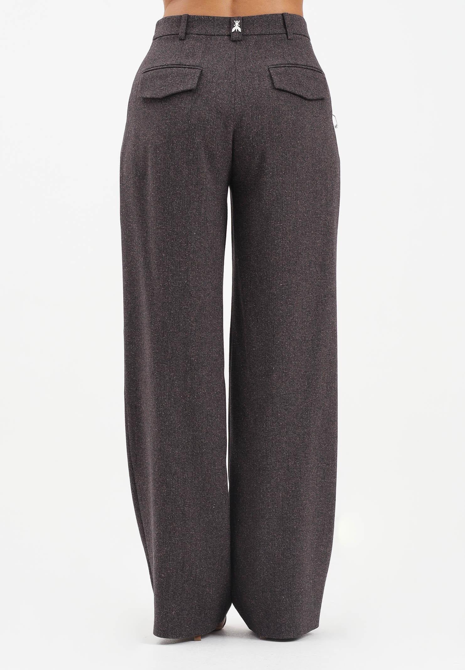 PATRIZA PEPE Pantalone palazzo marrone da donna in tessuto strutturato con effetto bottonato 2P1700A646 FG48 PATRIZIA PEPE