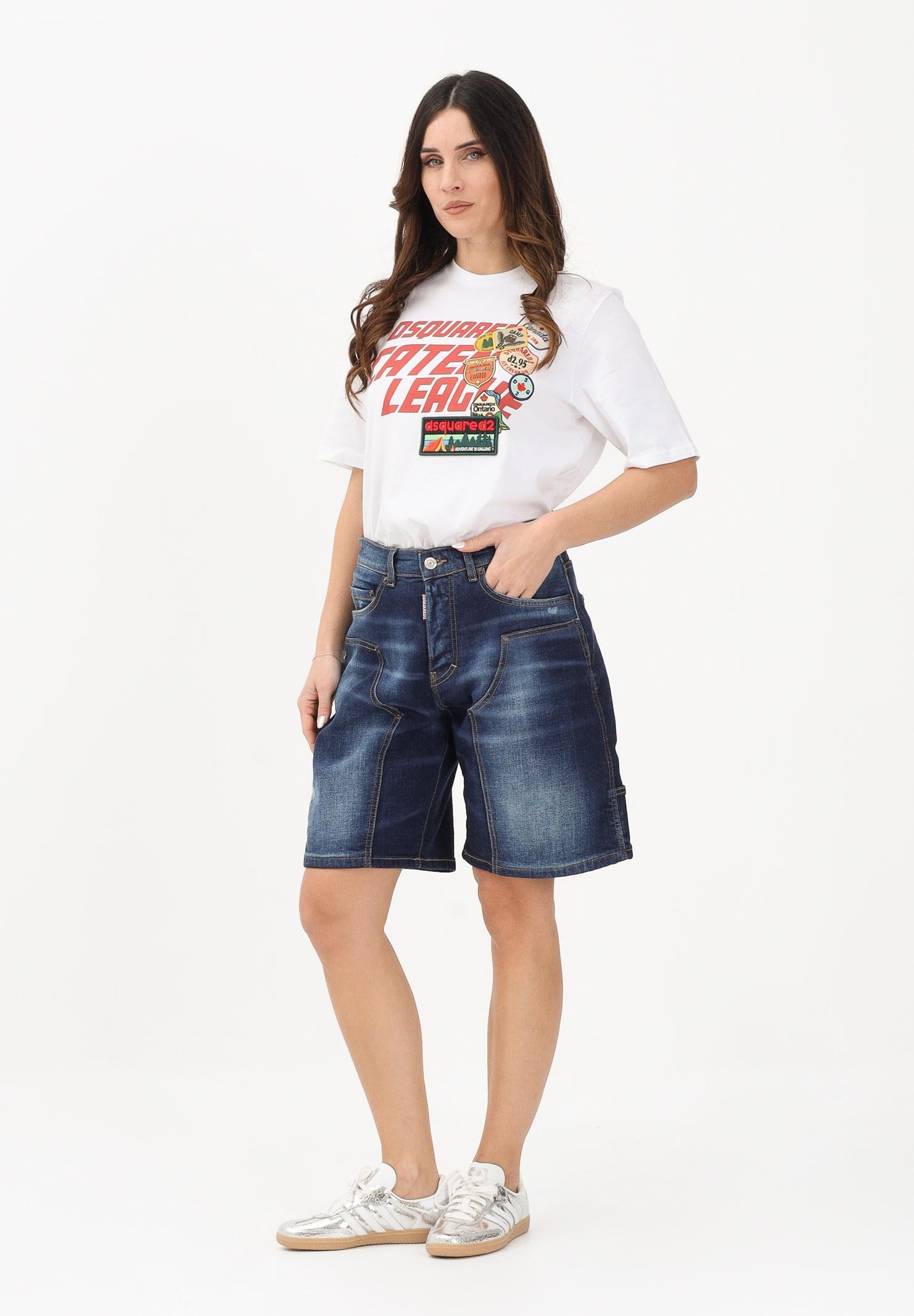 DSQUARED2 Shorts di jeans in denim blu scuro per donna, ragazzi e bambini DQ3212D0AFS DQ01 DSQUARED2