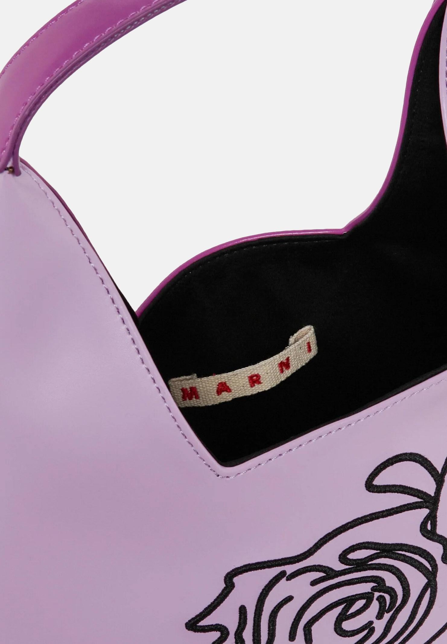 MARNI Borsa a mano Diamond lilla e viola da donna con motivo floreale ricamato M01837M00TK 0M612 MARNI