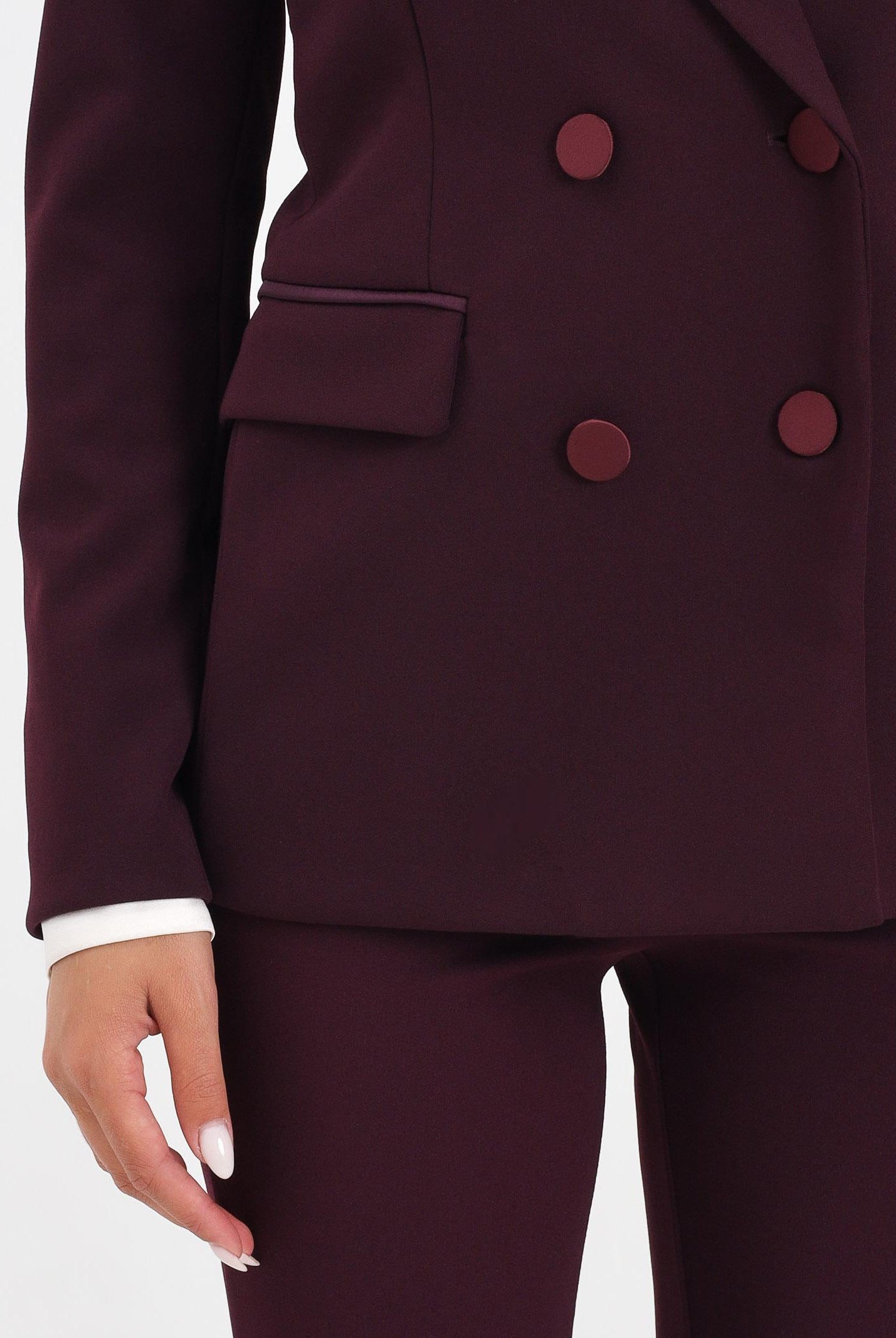 VICOLO Giacca doppiopetto bordeaux da donna con rever in raso TF0307 FU38 VICOLO