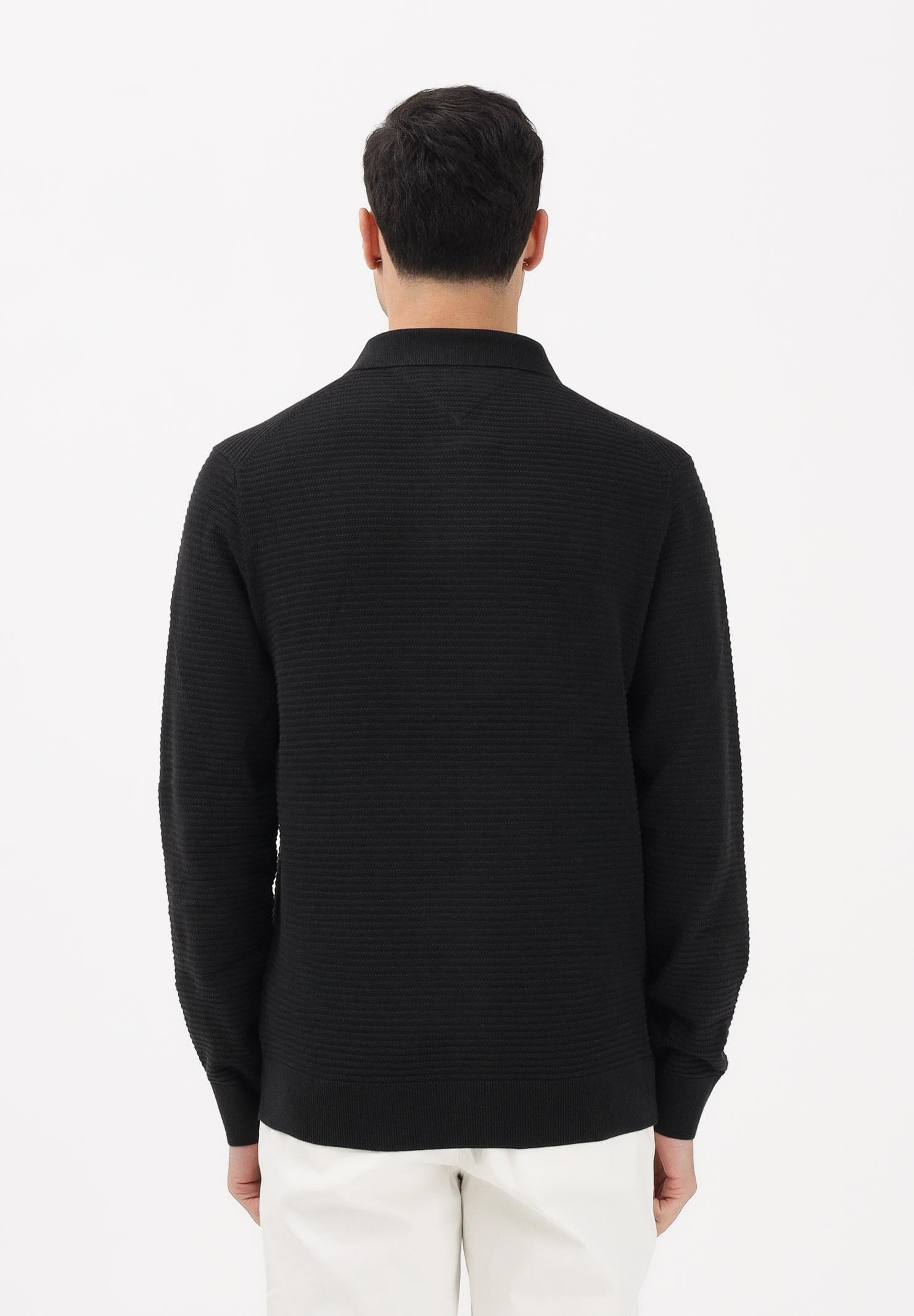 TOMMY HILFIGER Cardigan nero da uomo con logo MW0MW41645 BDS TOMMY HILFIGER