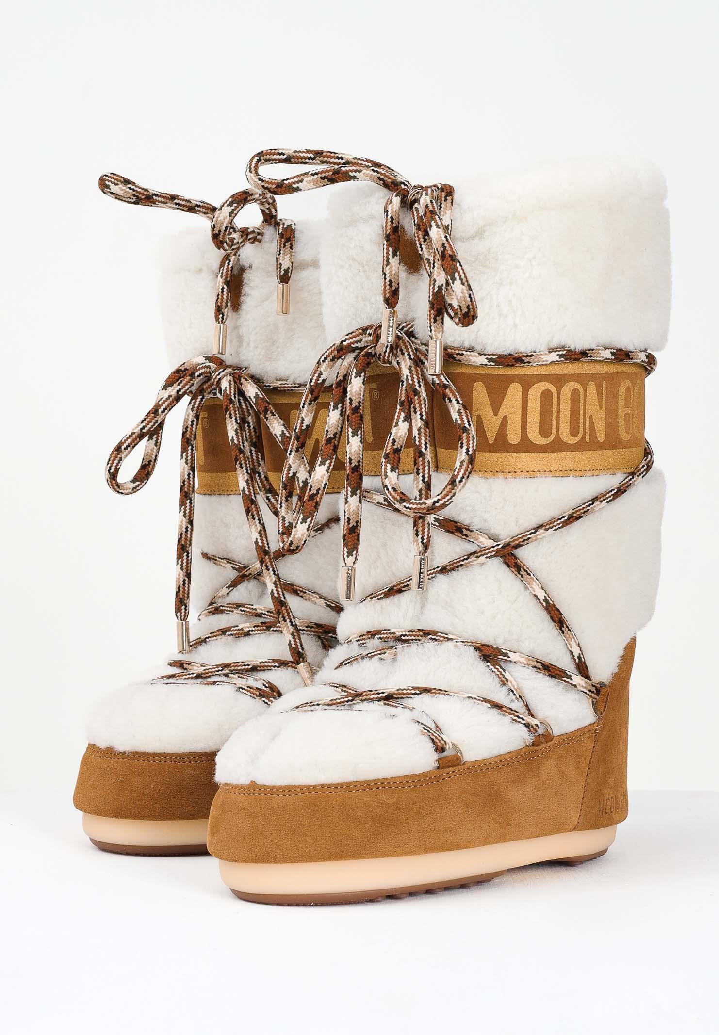 MOON BOOT Stivali da neve LAB69 ICON in shearling panna da donna 80D1402610 MA03 MOON BOOT