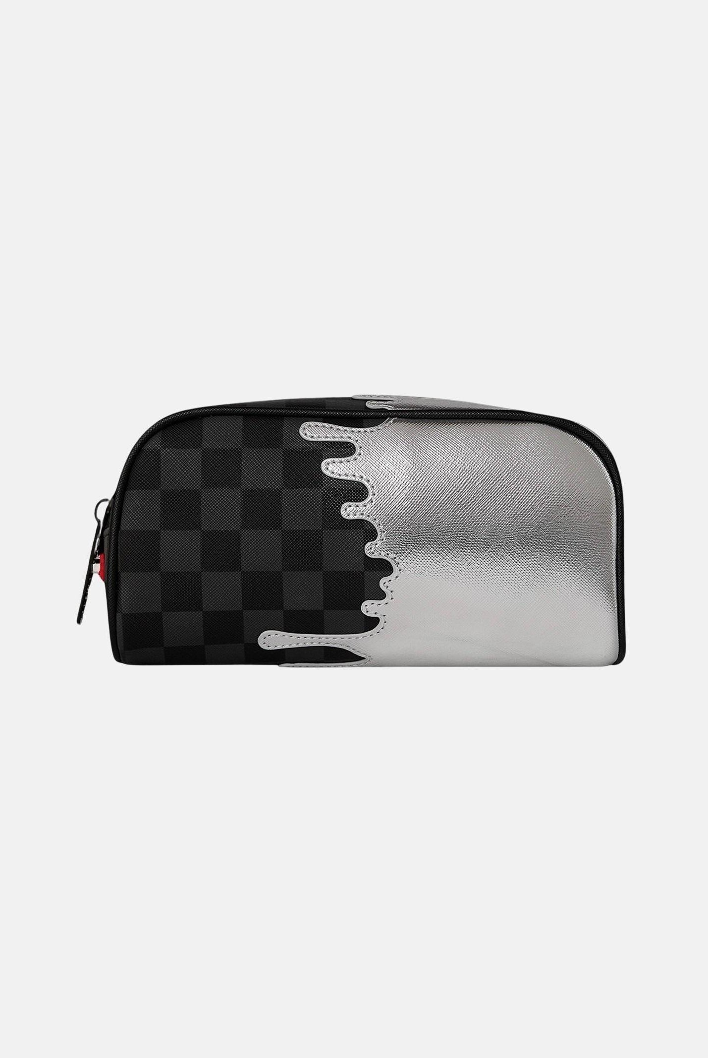 SPRAYGROUND Astuccio Silver Side Drip Black Check nero e argento per uomo e donna 910B8927NSZ . SPRAYGROUND