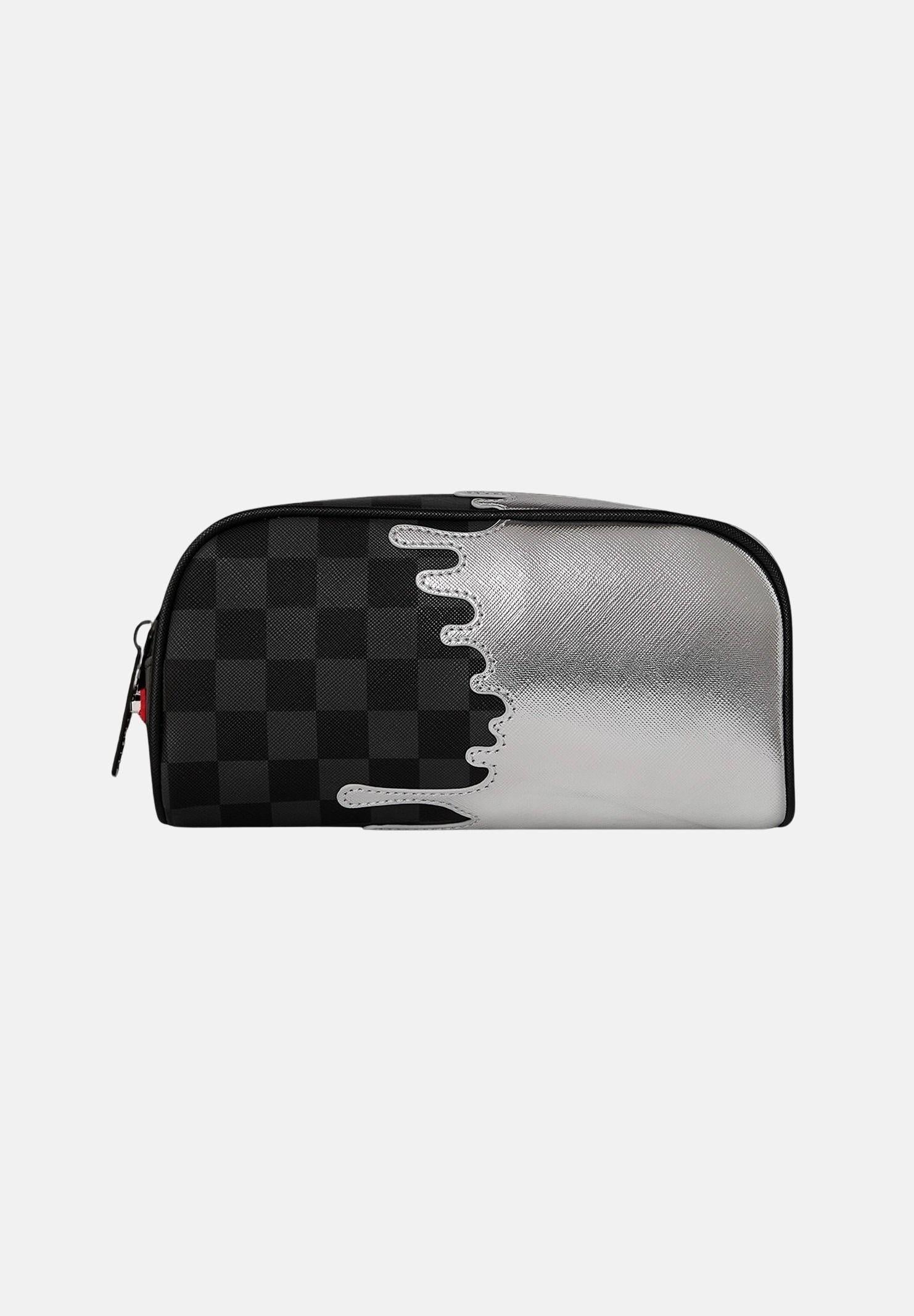 SPRAYGROUND Astuccio Silver Side Drip Black Check nero e argento per uomo e donna 910B8927NSZ . SPRAYGROUND