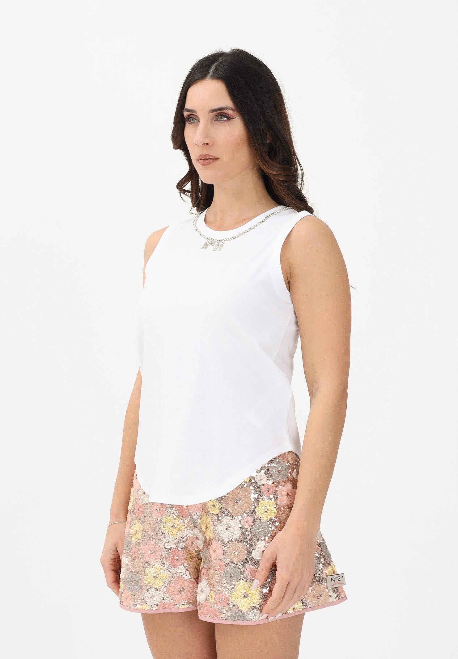 N21 Canotta bianca per donna, ragazze e bambine con dettaglio gioiello N210A5N0479 0N100 N21