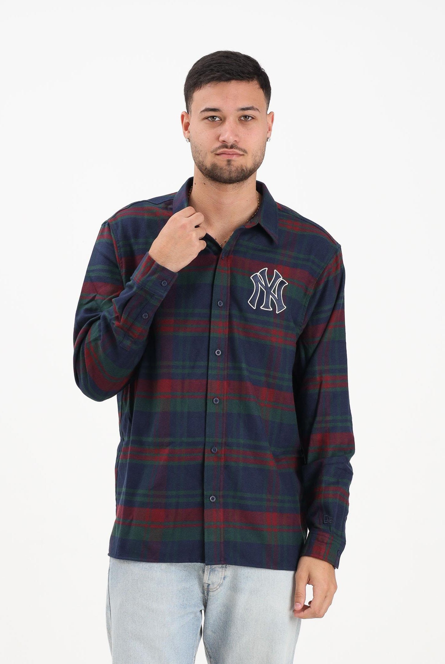 NEW ERA Camicia New York Yankees MLB Check blu da uomo 60758729 NEW ERA