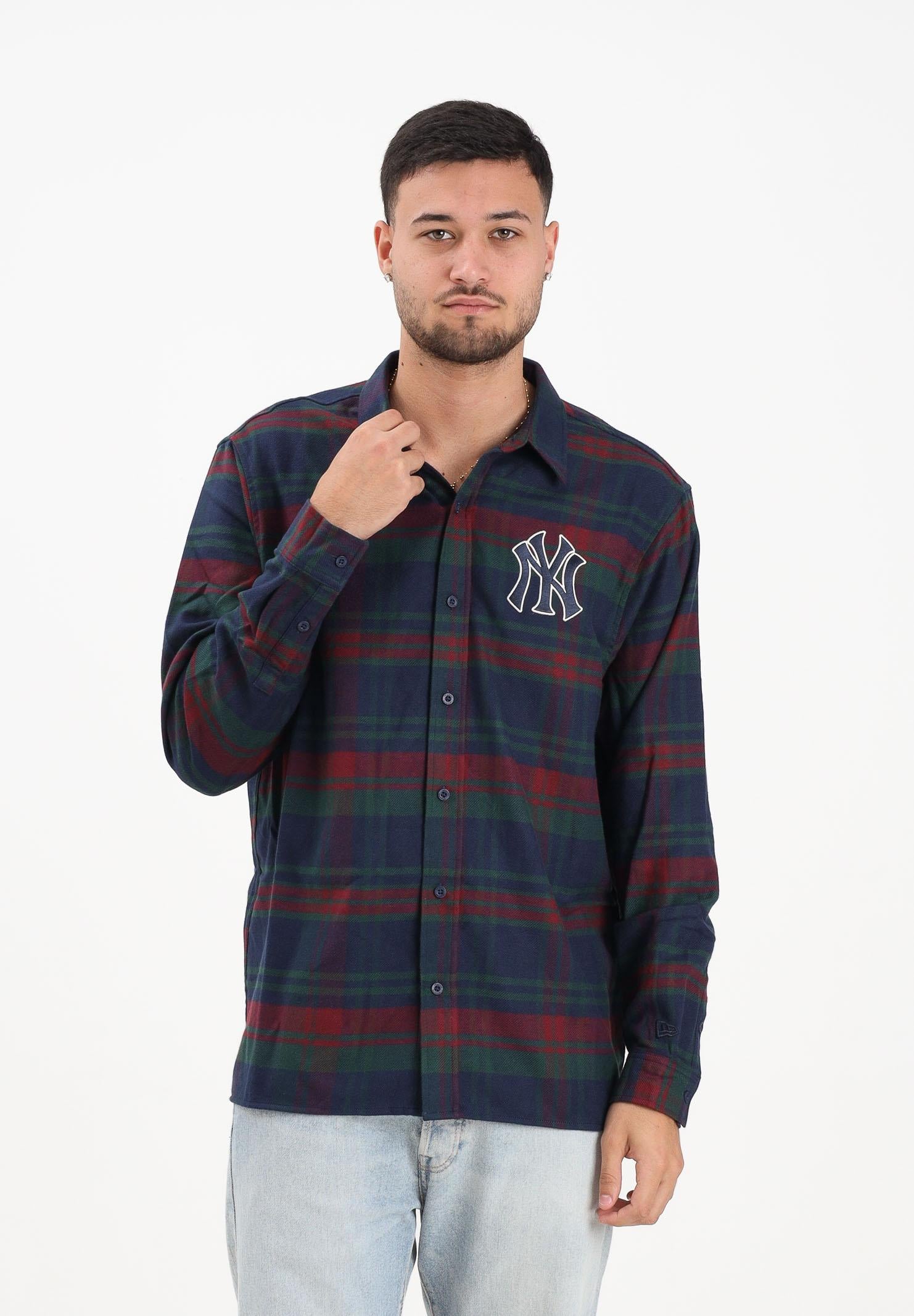 NEW ERA Camicia New York Yankees MLB Check blu da uomo 60758729 NEW ERA