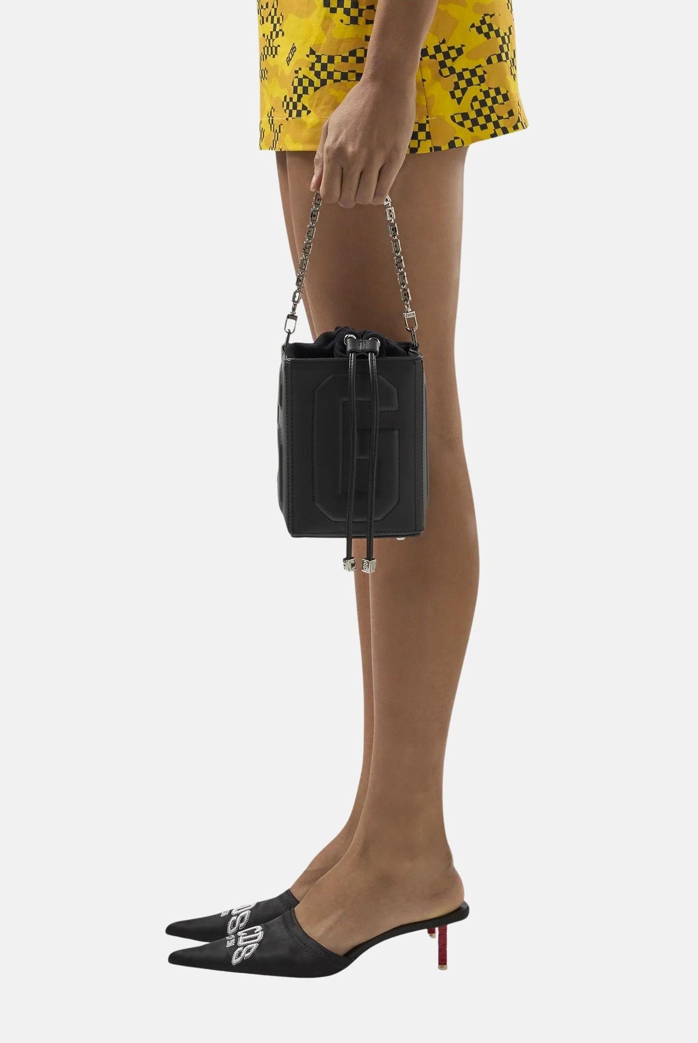 GCDS Borsa a mano nera da donna con logo GCDS in rilievo 3D GCDSD001 99 GCDS