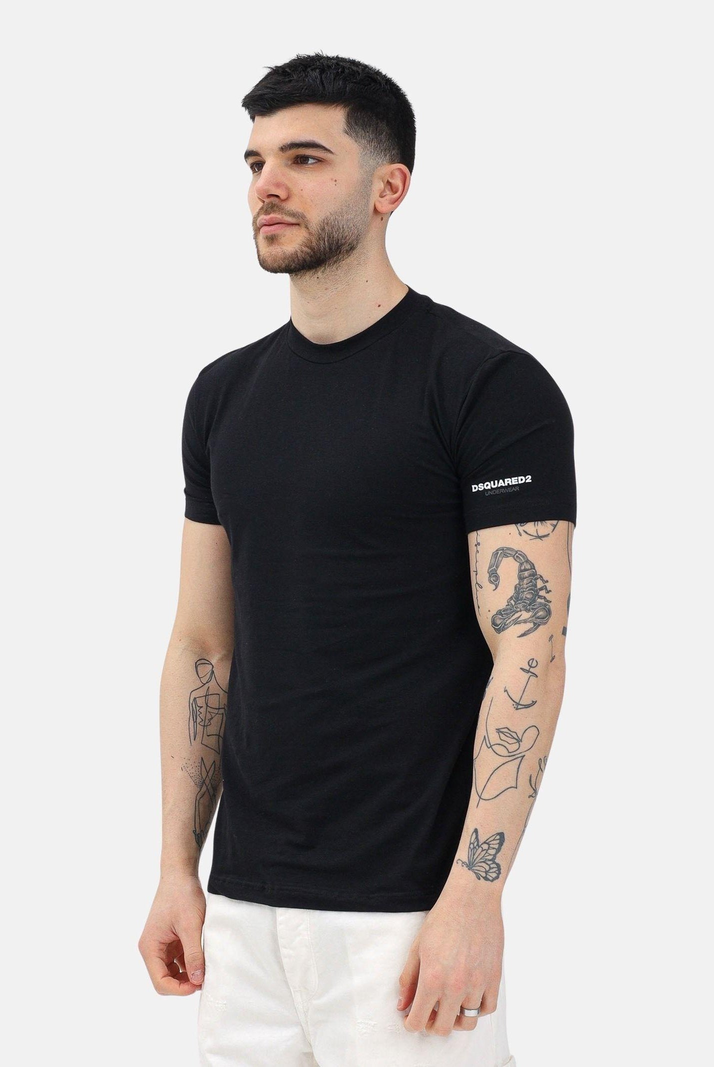 DSQUARED2 T-shirt a manica corta nera da uomo con logo DCX250070 001 DSQUARED2