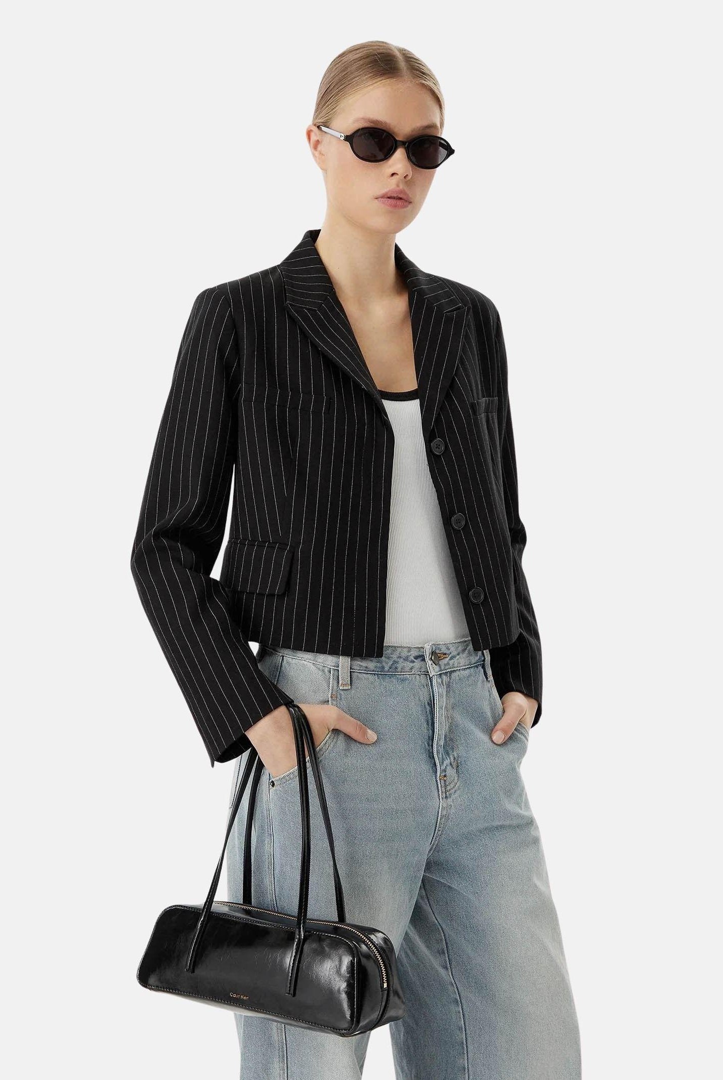 CALVIN KLEIN borsa a spalla Foil Logo Glossy Bauletto, colore UB1 Black LV04F3638G UB1 CALVIN KLEIN