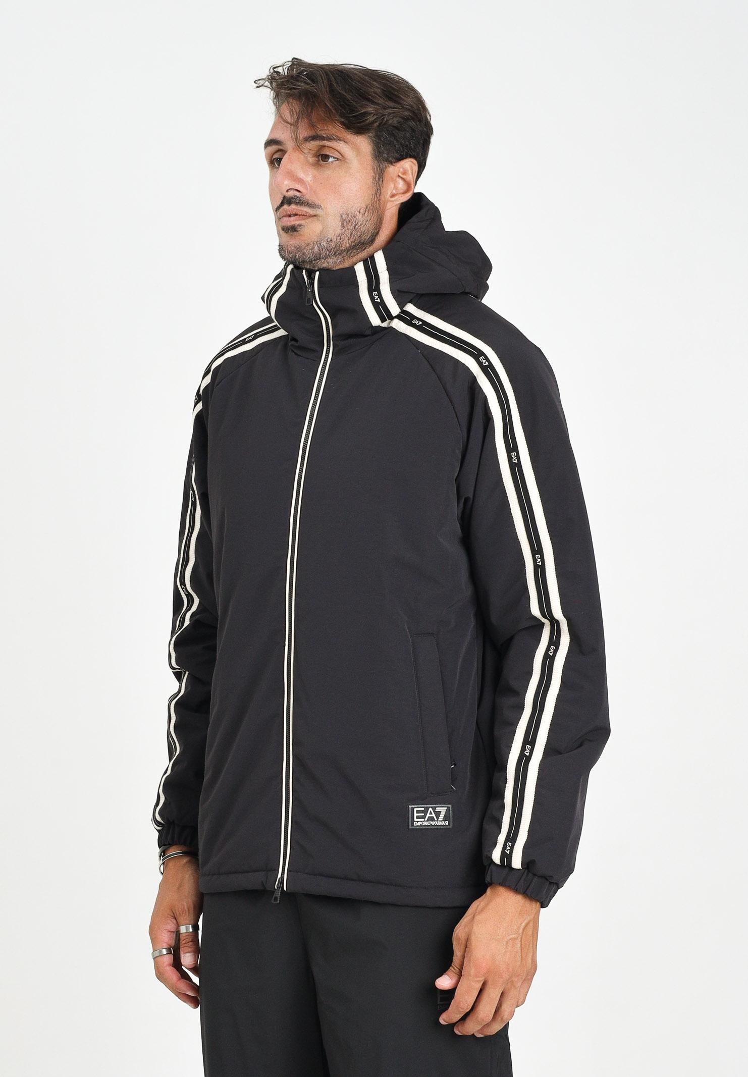 EA7 Piumino nero da uomo con bande logate 7M000975AF16828 UC001 EA7