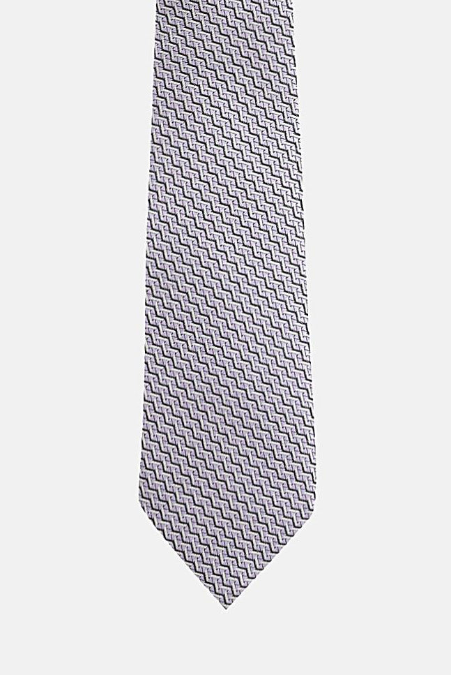 Cravatta grigia da uomo in seta con motivo astratto 2059/5C LANVIN